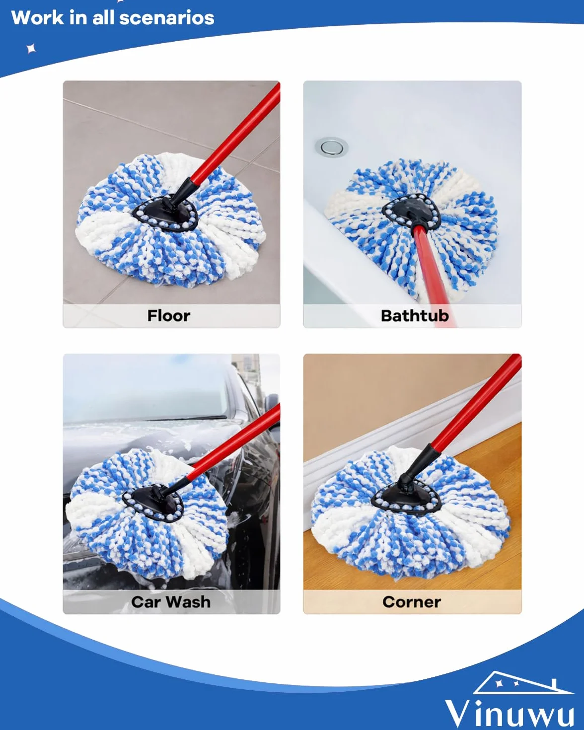 Vileda H2prO Paquete de 5 recambio fregona con pedal microfibra RinseClean