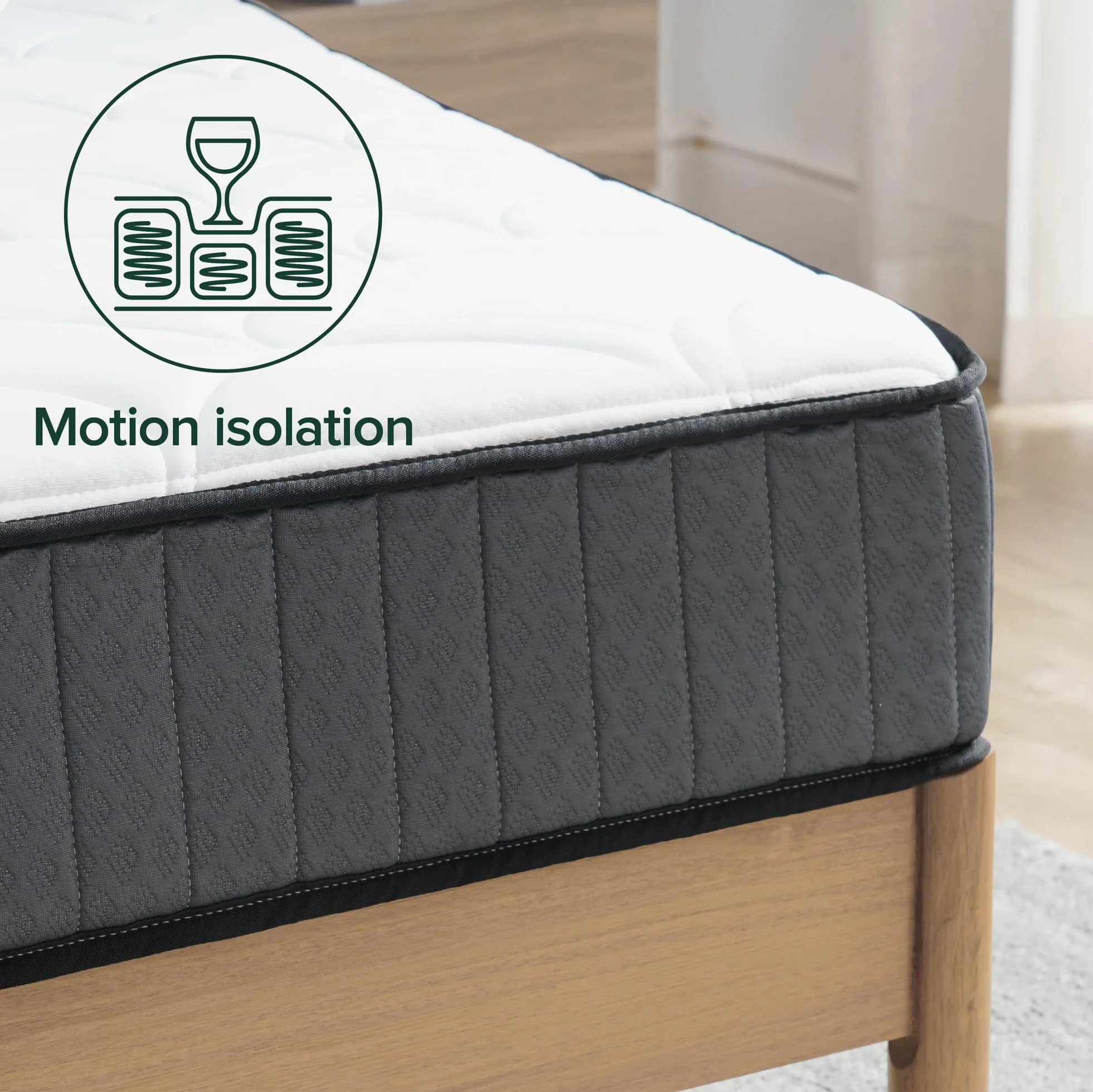 Zinus Colchón Híbrido 135x190 cm 20 cm Tight Top Muelles Ensacados Espuma Viscoelástica Alta Transpirabilidad