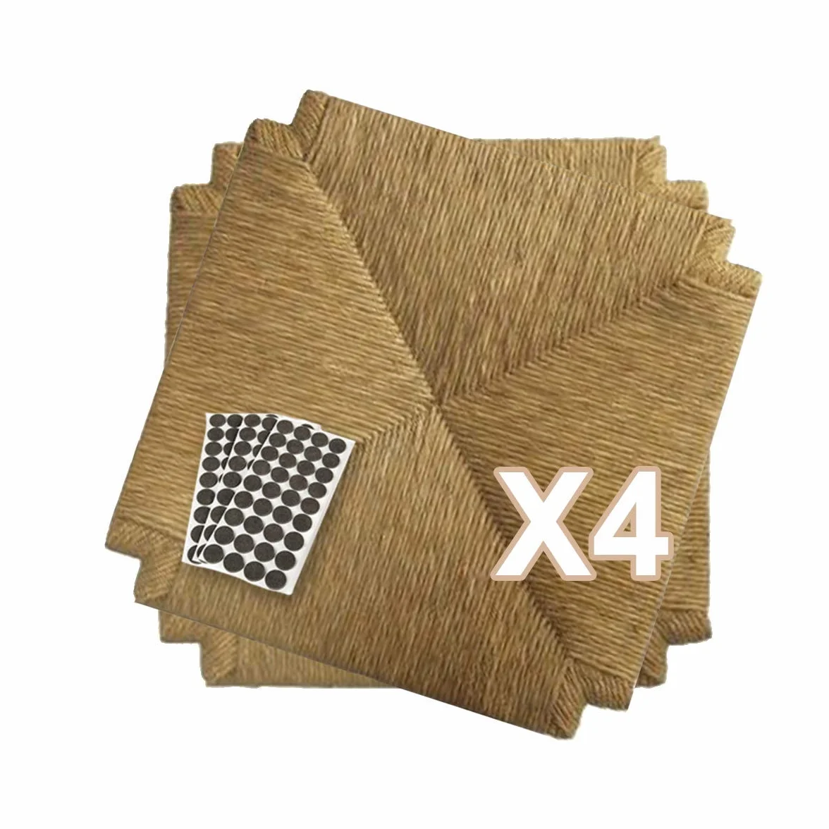 ZStyle Juego de asientos de paja mod. 117, 40 x 40 cm, asiento de repuesto, marco y fondo para sillas de paja + fieltros de regalo (4 unidades)