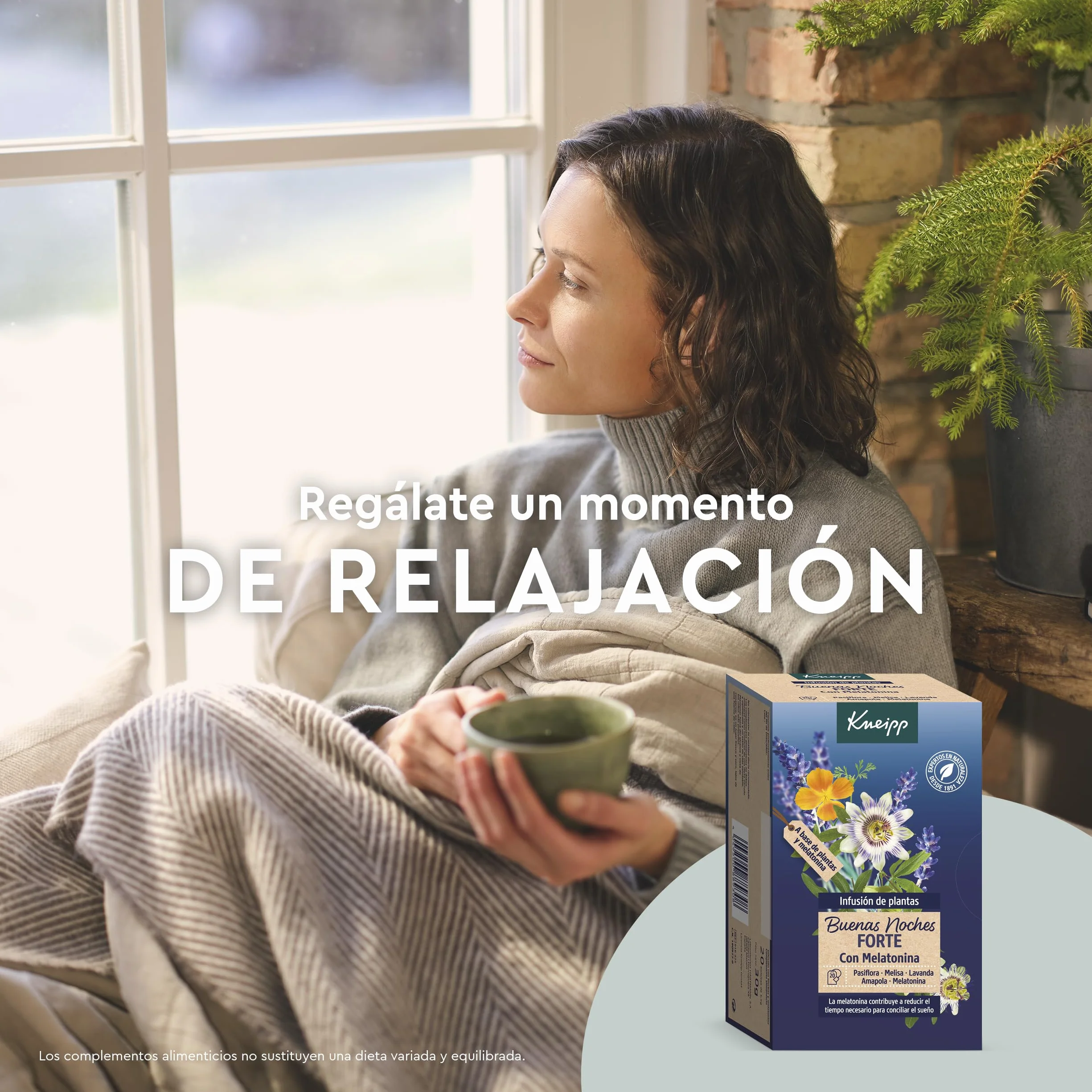 Kneipp Infusión Buenas Noches Forte, Melatonina, Pasiflora y Lavanda, 20 Bolsitas (1,5 g)