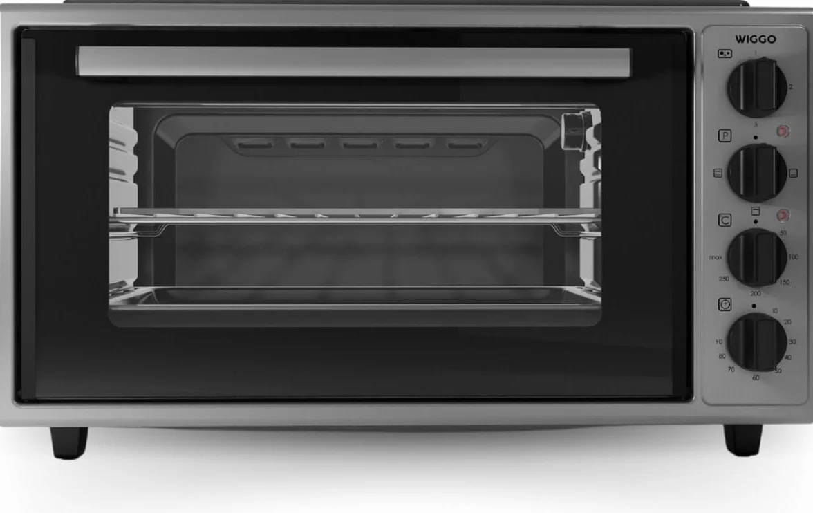 Wiggo Minihorno con placa de cocción 2000 W 45 litros 6 en 1 funciones gris