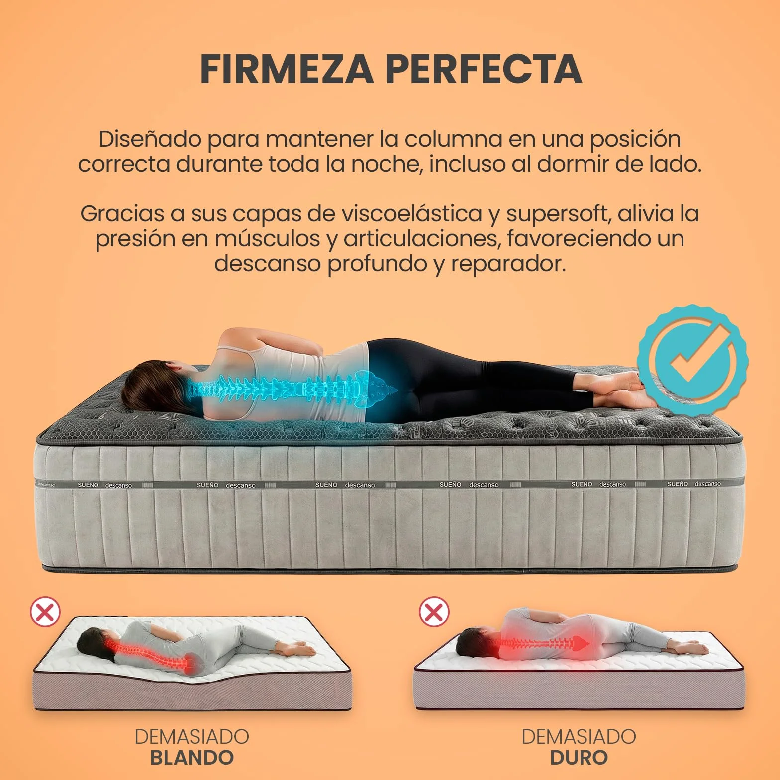 Colchón Viscoelástico Zenith Relax 135x190 cm Altura 30 cm Firmeza Alta Antiácaros Antibacteriano Hipoalergénico