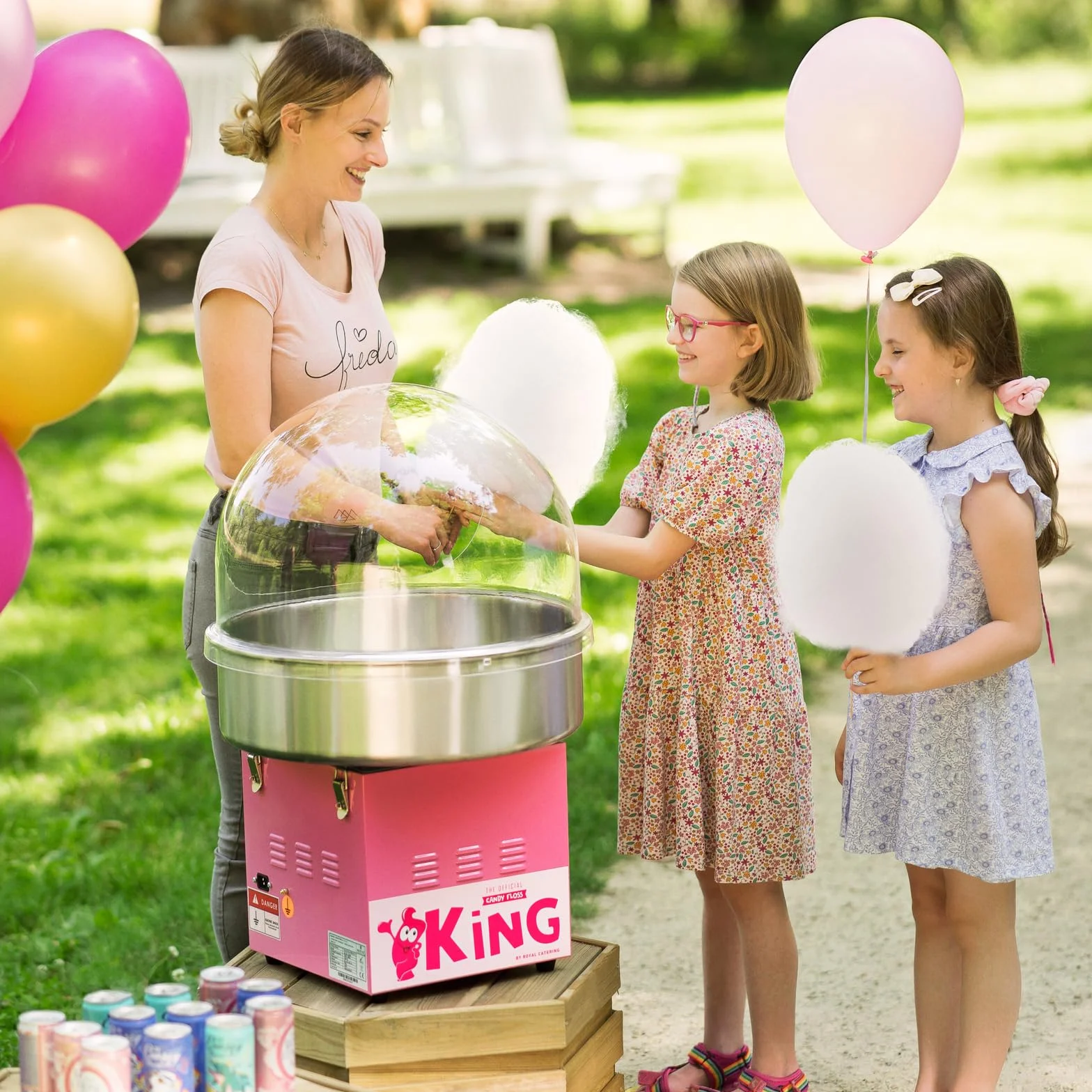 Royal Catering Máquina De Algodón De Azúcar RCZK-1200E 1200 W Ø 52 cm Rosa