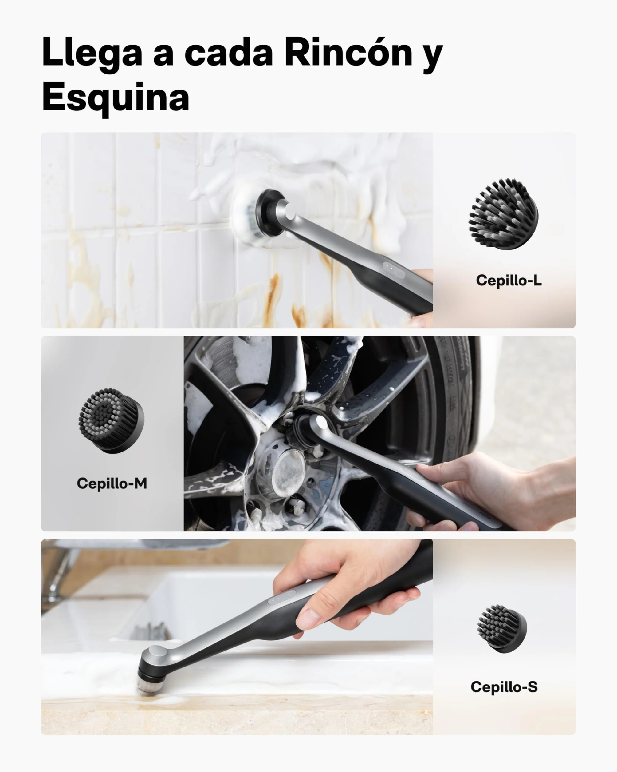 HOTO Wand™ Cepillos Limpieza Hogar Eléctrica, Cepillo para Limpiar Juntas Recargable con 12 Cabezas de Cepillos, IPX7 Impermeable Total Cepillo Juntas Limpieza para Baño, Cocina, Azulejos, Grietas