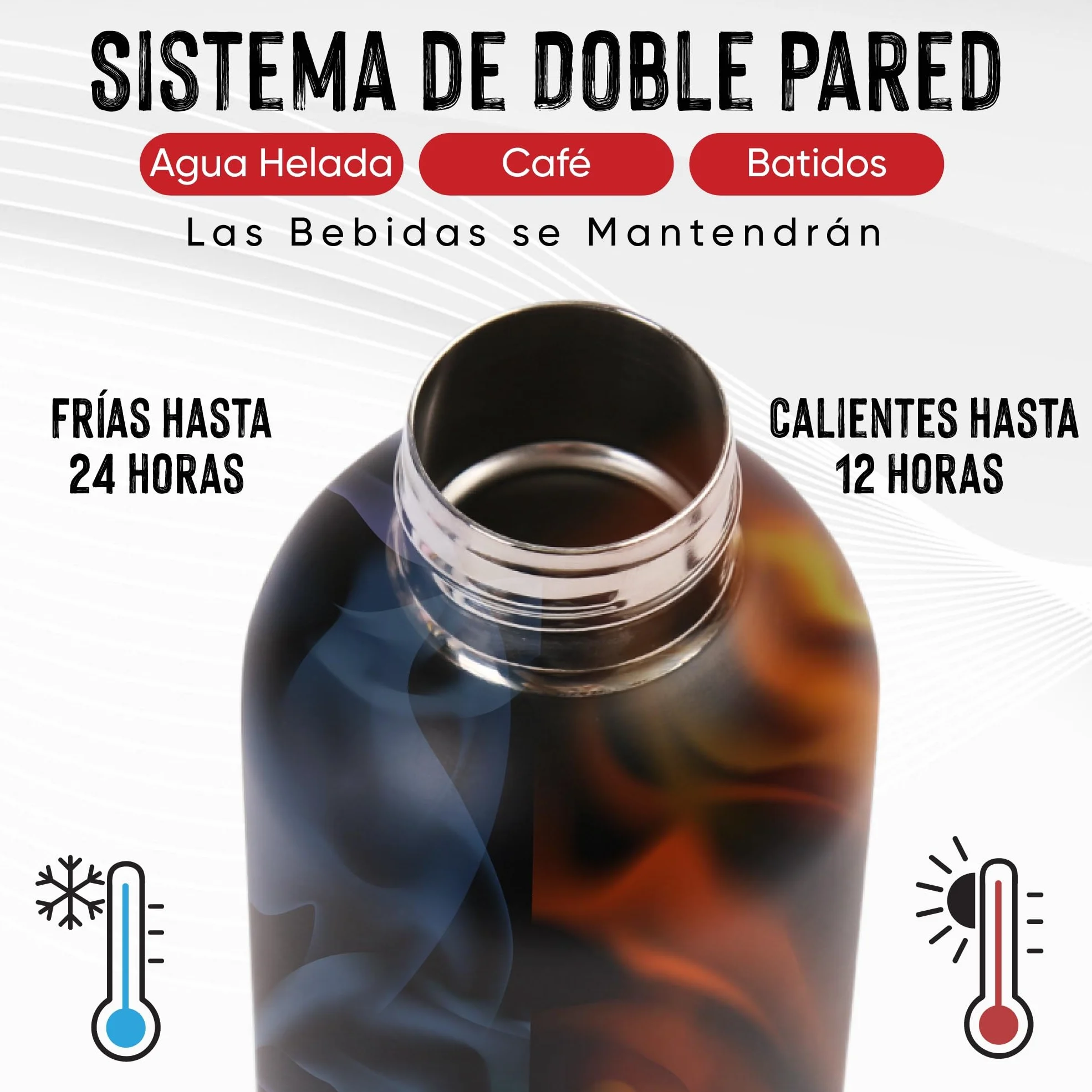 Botella de Agua Acero Inoxidable 500ml-Otto Koning-Botella Térmica con Doble Aislamiento al vacío para 12 Horas de Bebida Caliente y 24 Horas de Bebida Fría. Termo a Prueba de Fugas Libre BPA