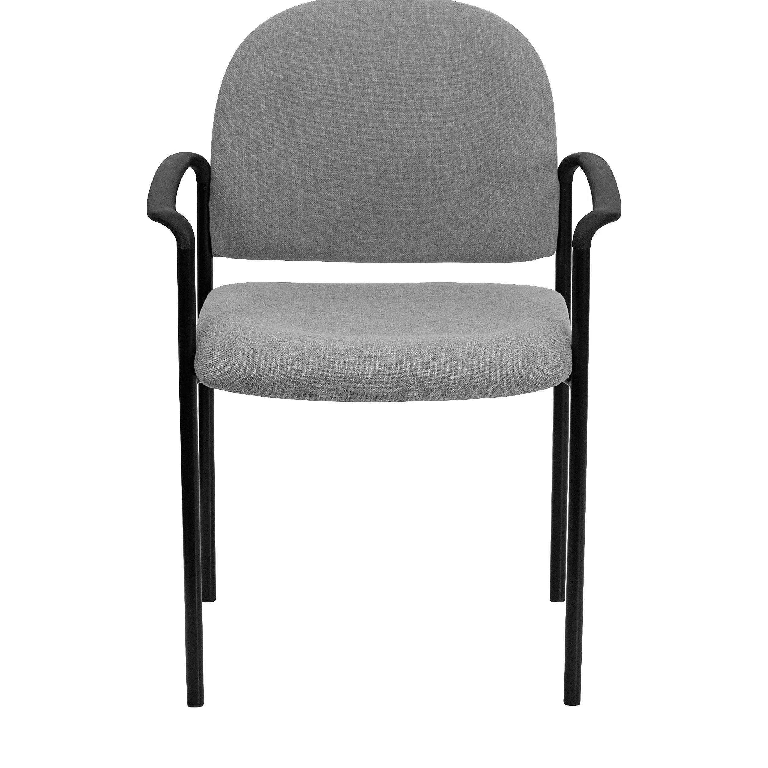 Flash Furniture Comfort - Silla de recepción Lateral apilable de Acero con Brazos, aleación, Tela Gris, Juego de 1
