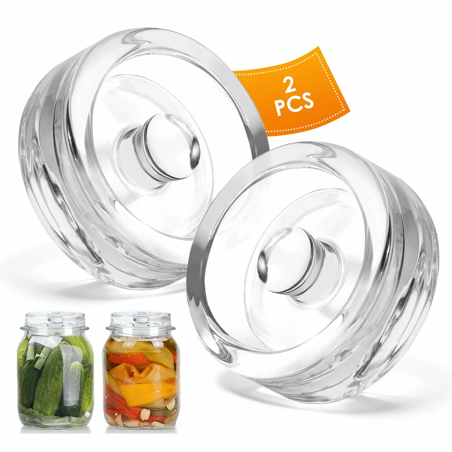 2 Piezas Pesas de Fermentación, Pesas de Vidrio para Fermentación Peso para Fermentación de Alimentos Caseros como Kimchi Chucrut y Encurtidos