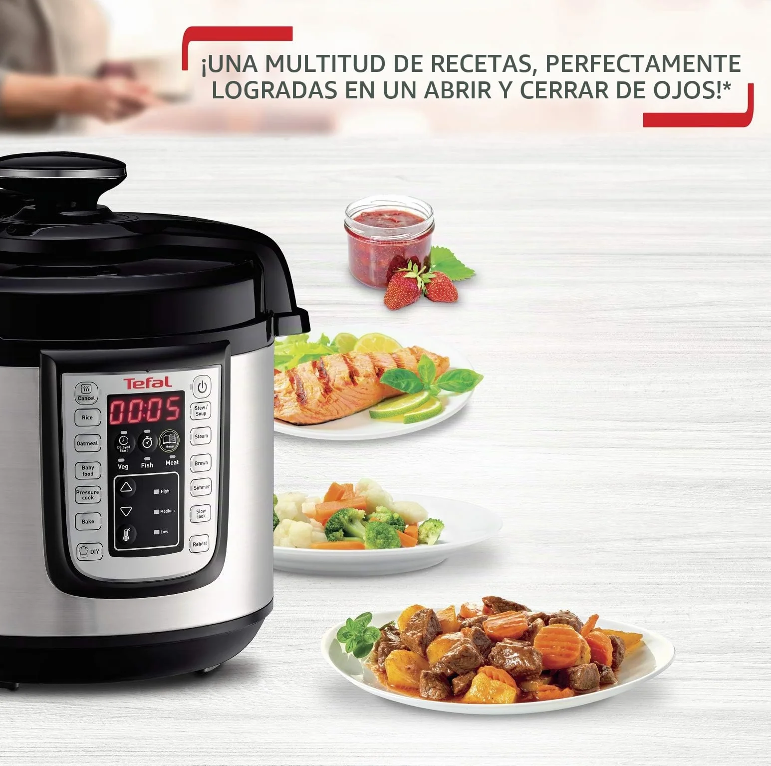 TEFAL CY505E10 Fast+Delicious Multicuiseur, 25 programmes, Cuisson pression, Technologie de pression securisee, Jusqua 6 personn