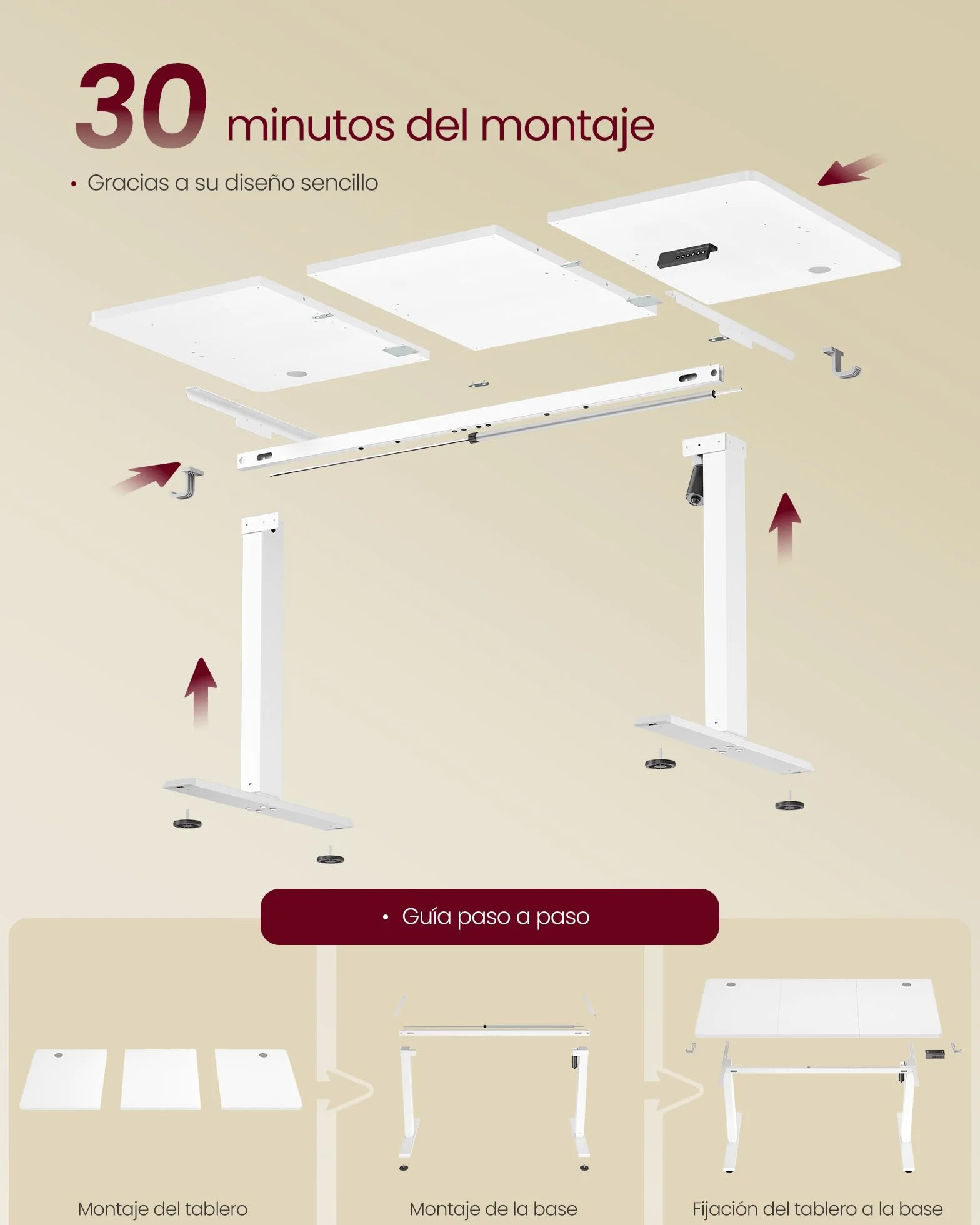 VASAGLE Escritorio Eléctrico Ajustable en Altura 140 x 60 cm Blanco Nube con Memoria 4 Alturas
