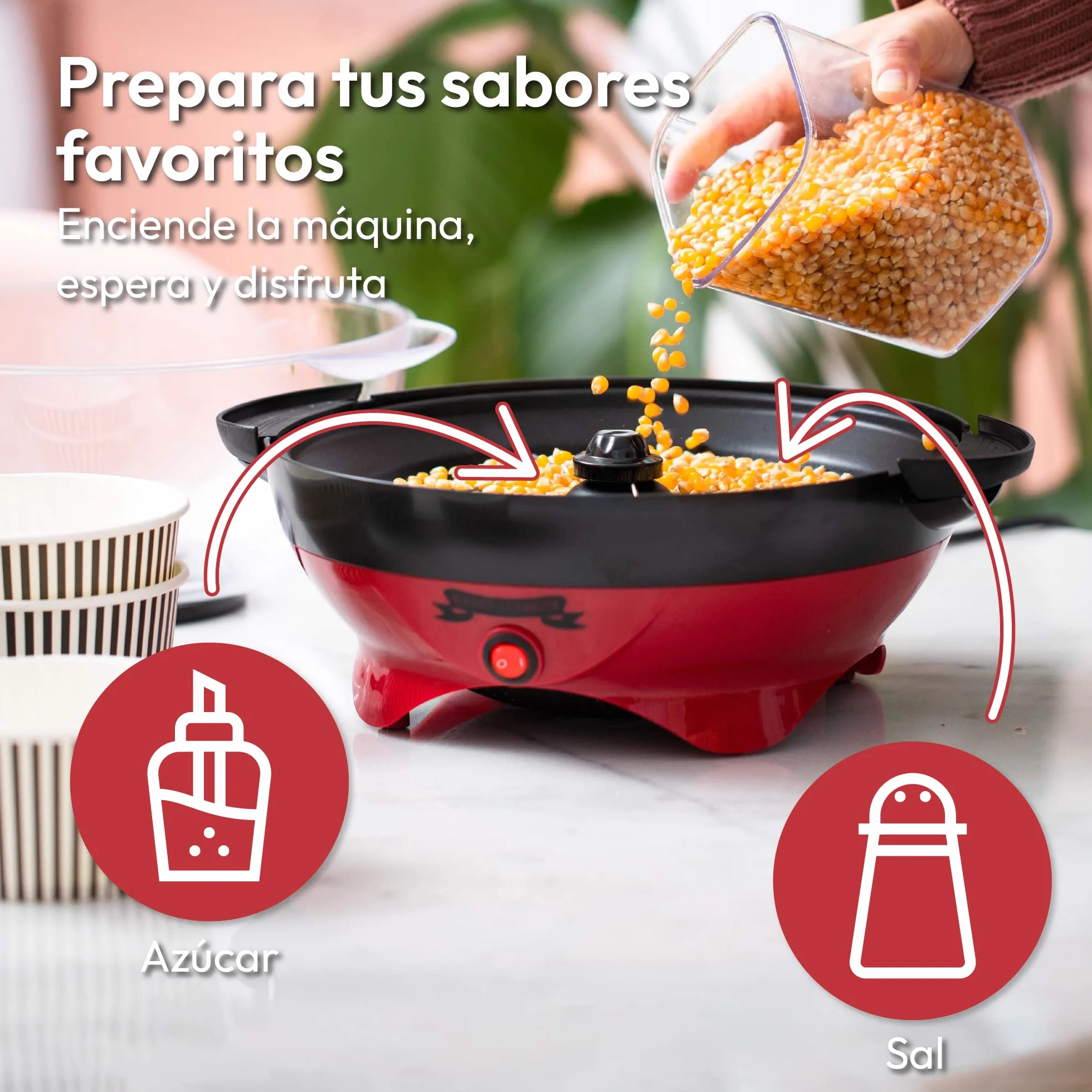 Máquina de Palomitas de Aire Caliente Sin Aceite Gadgy Palomitero Rojo Retro