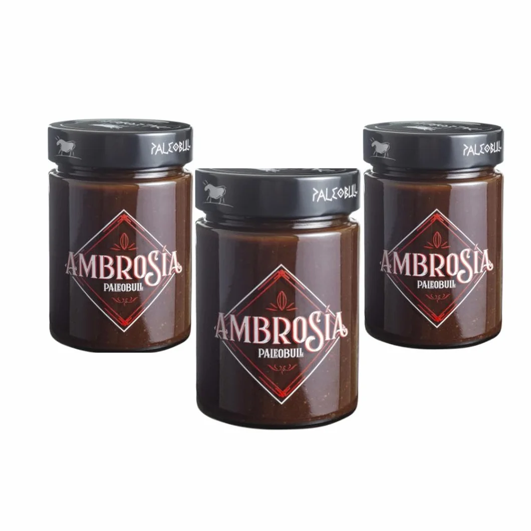 Ambrosía Paleobull Crema de Cacao y Avellanas Saludable 300 g Pack 3