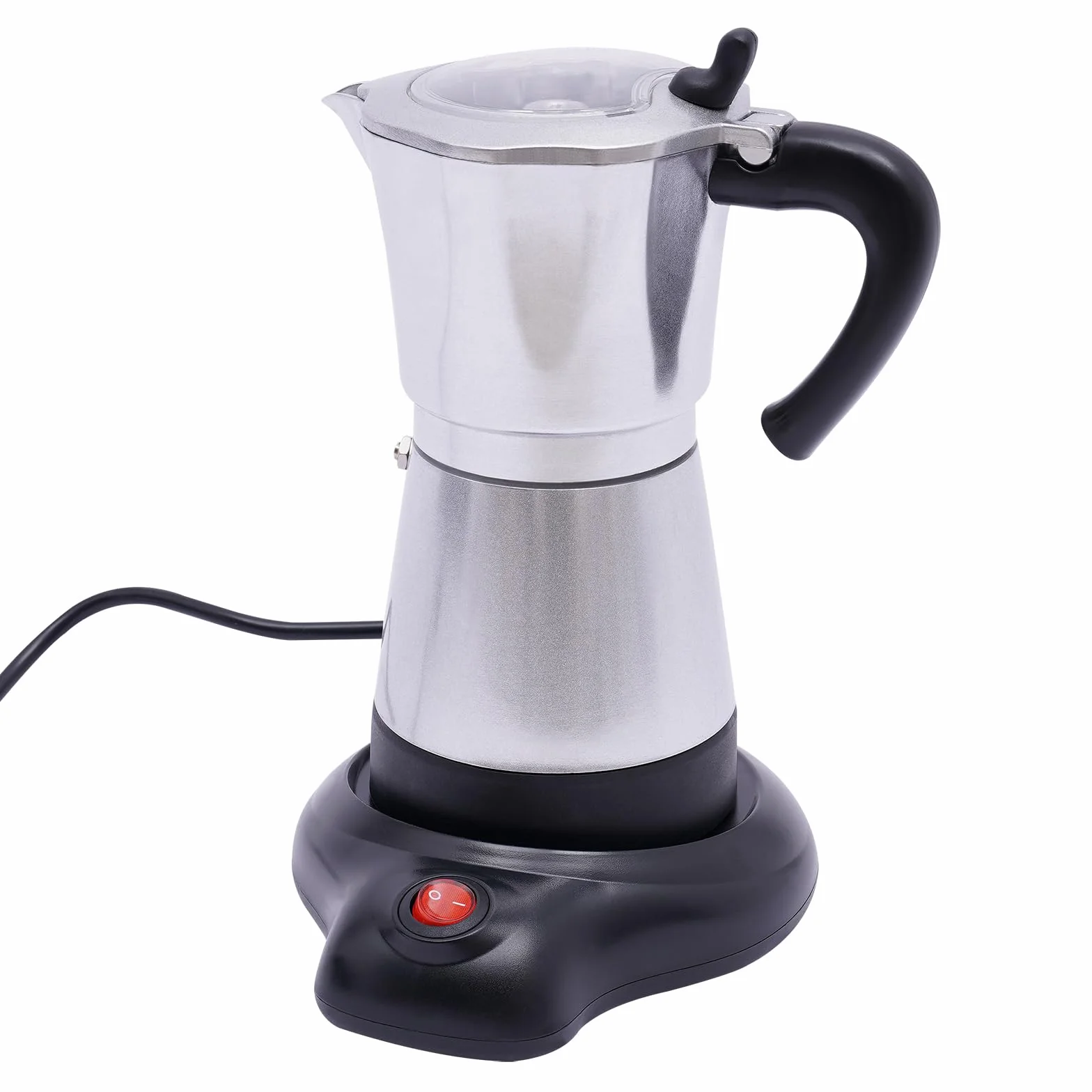 Cafetera de espresso eléctrica 480W 300ML 6 tazas plateada