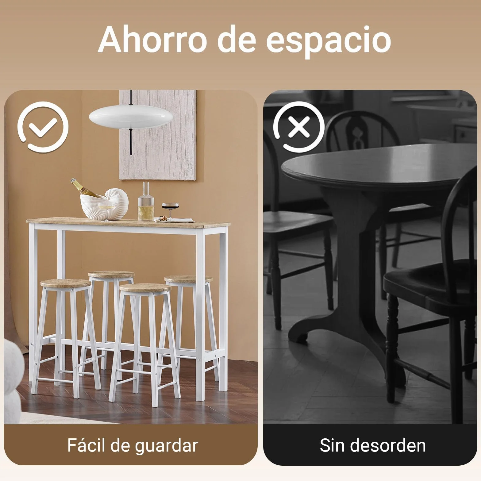 SoBuy Mesa Comedor, Juego de Mesa Alta con 4 Taburetes, Mesa y Sillas de Comedor para Espacios Reducidos, Conjunto de Bar Moderno Blanco OGT22-WN