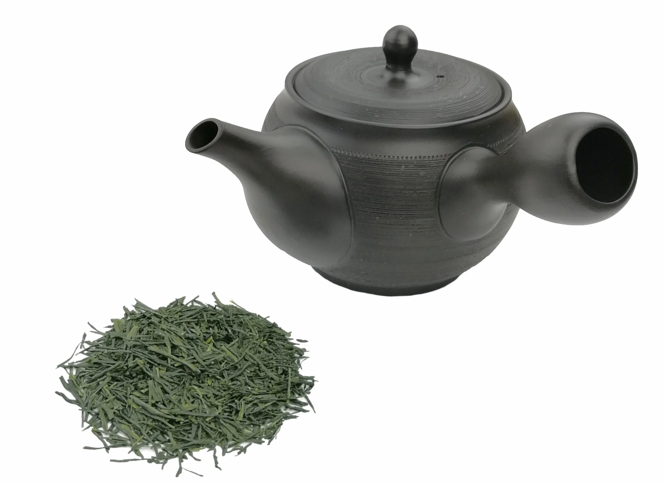 Kyusu Tetera japonesa con asa lateral para té verde, cerámica negra, 350 ml, colador de té de cerámica integrado, tetera asiática con una sola mano