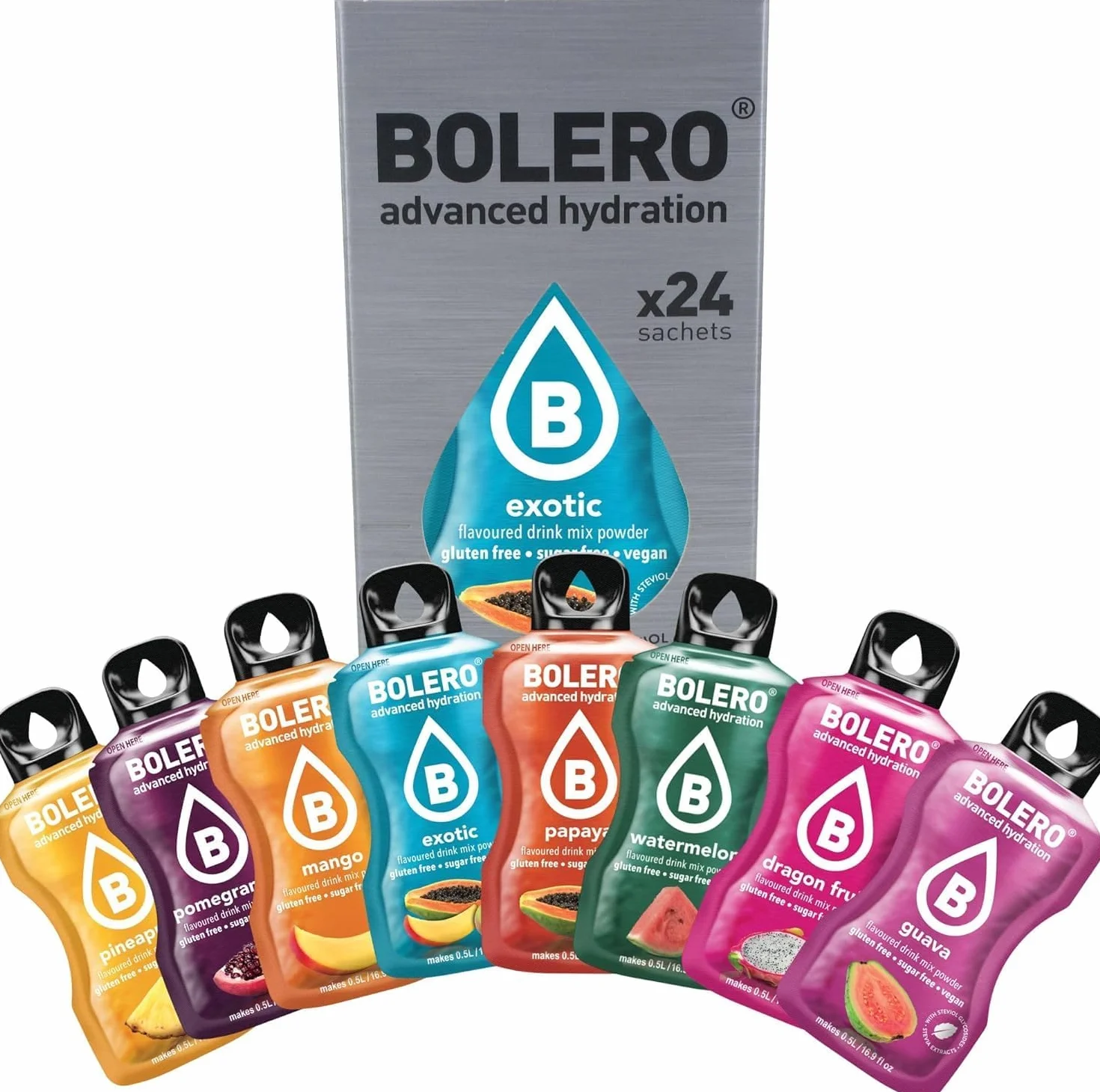 Bolero EXOTIC MIX 24x3g Polvo de jugo sin azúcar con stevia y vitamina C