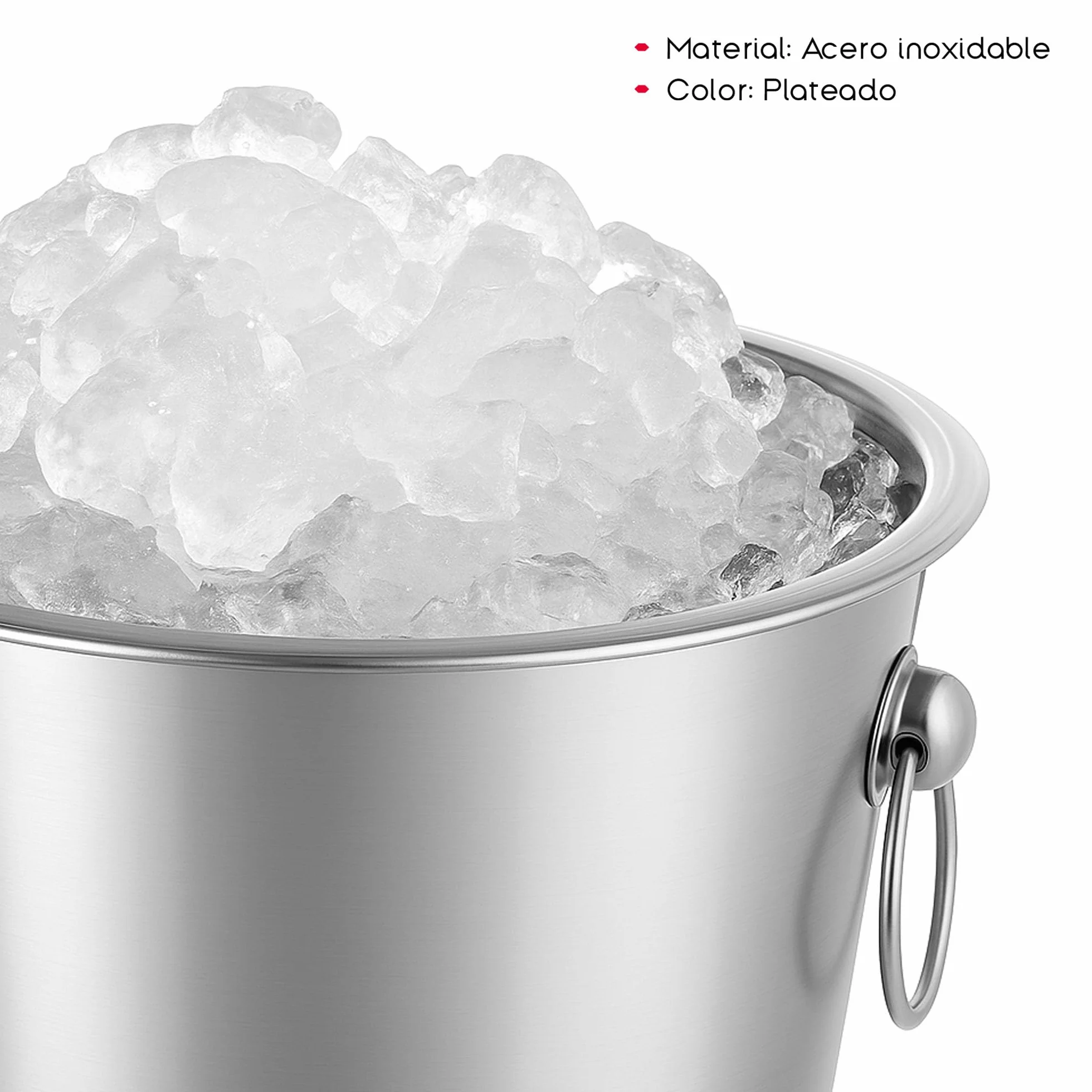 TIENDA EURASIA – Cubitera con Soporte | Cubo Metálico para Cubitos de Hielo con Asas | Acero Inoxidable | 25x25x78 cm | Plateado | Medida Adicional Cubitera 22x22x21 cm | Cubiteras para Botellas