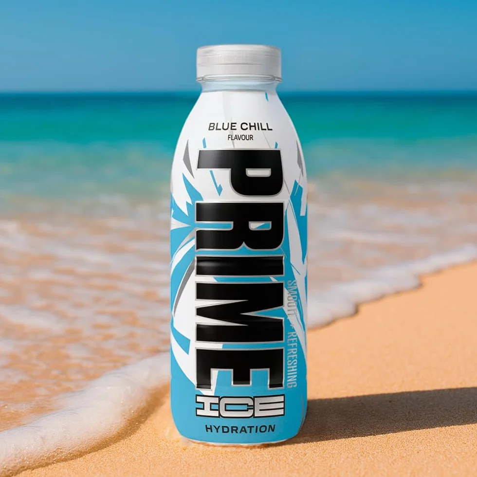 PRIME Hydration Ice Blue Bebidas Deportivas con Electrolitos, 250 mg BCAA, Vitamina B, Antioxidantes, Bajo en Azúcar, 16.9 fl oz, Paquete de 12