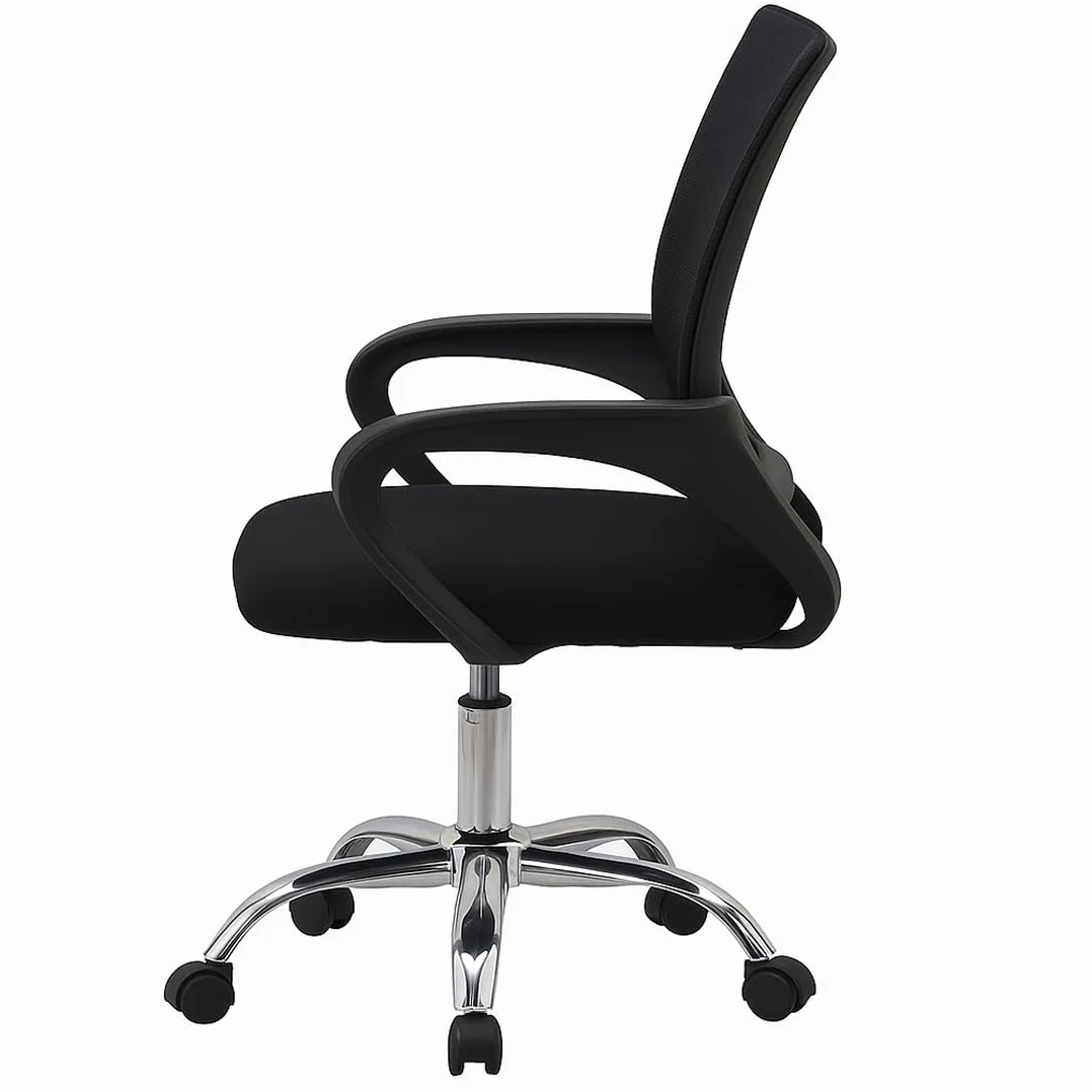 Acomoda Textil Silla de Oficina Ergonómica Respaldo Malla Asiento Tapizado Altura Regulable Base Ruedas 81-90x52x59 cm Negro