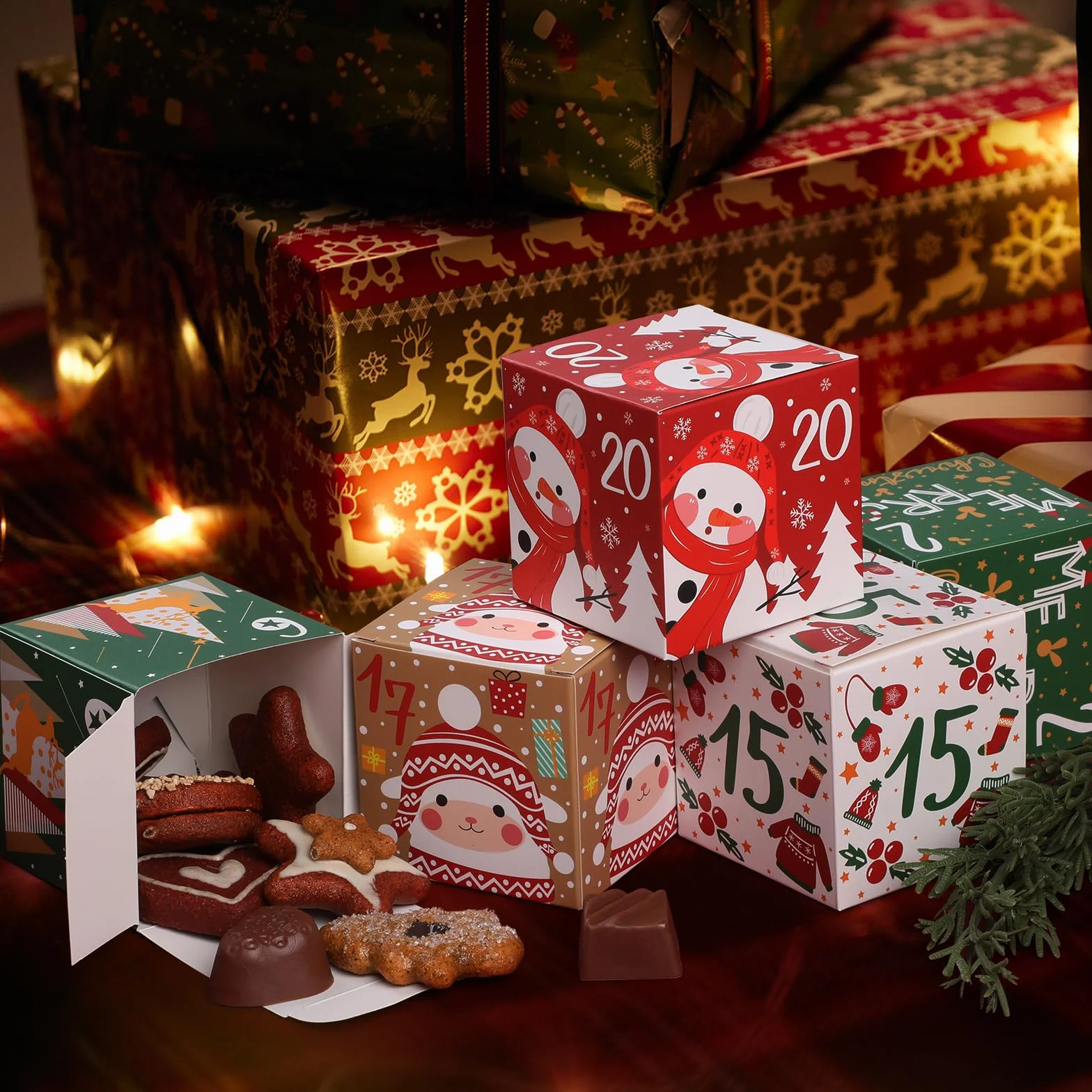 KIKISML Calendario de Adviento 2024 24 Piezas Cajas de Cuenta Regresiva Navidad