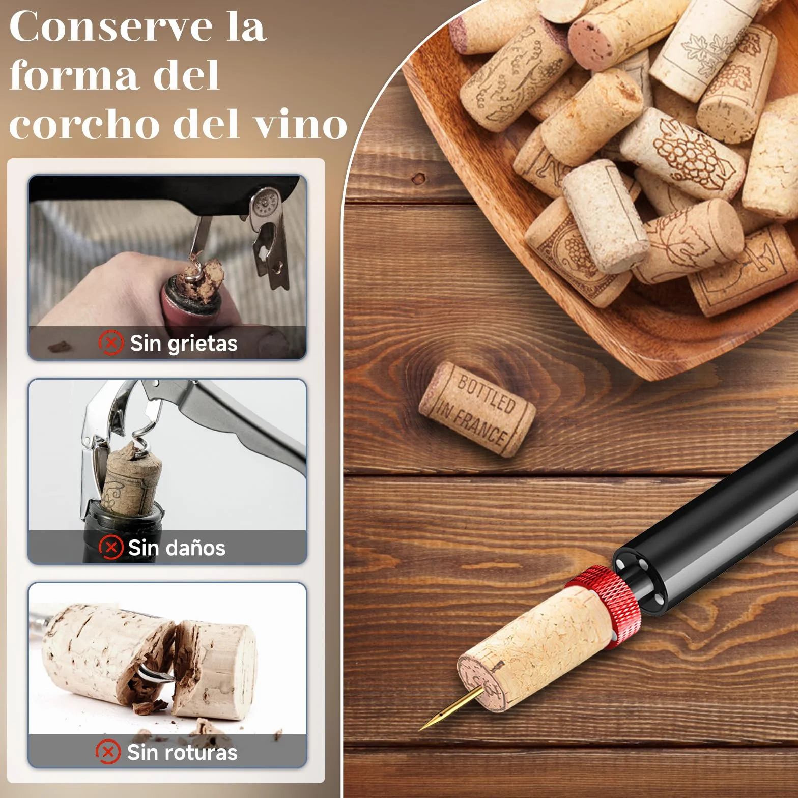 Elegear Sacacorchos Profesional Aleación de Aluminio, Abridor de Vino Aire Comprimido, Rojo
