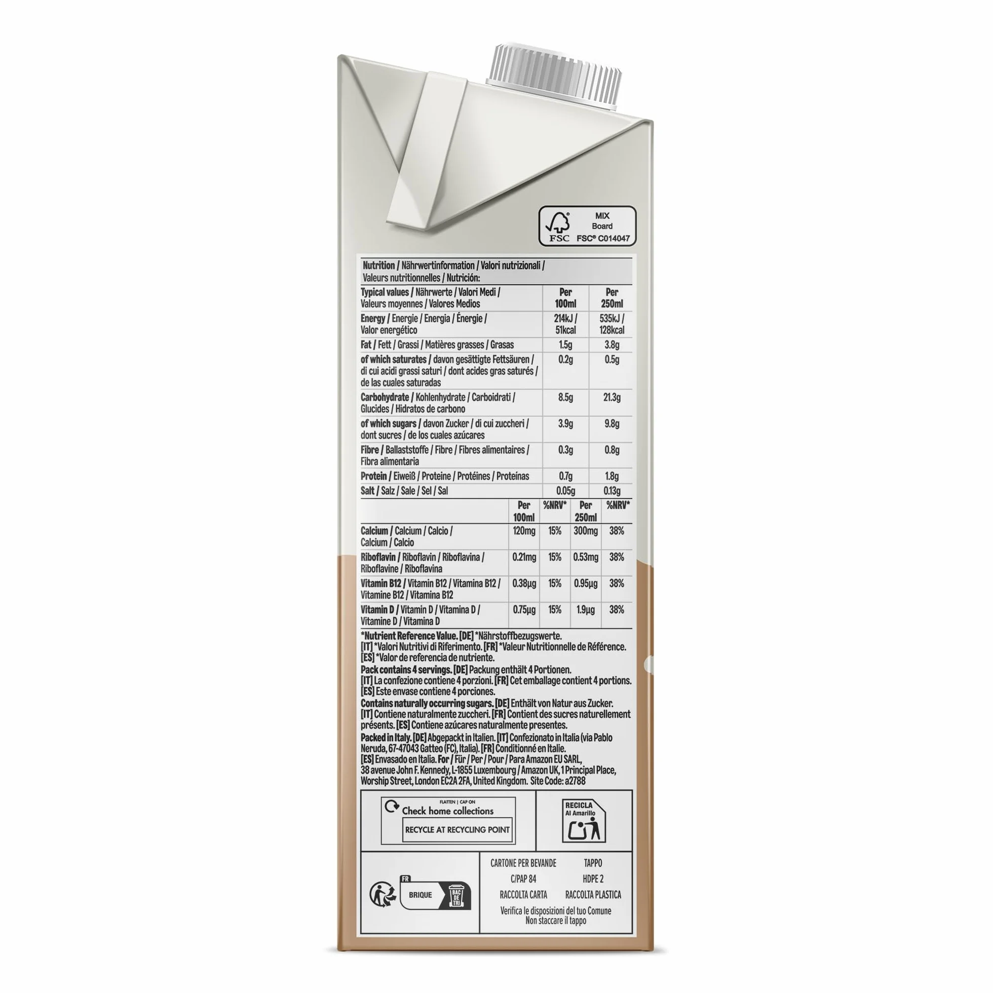 Bebida De Avena by Amazon, 6 x 1L