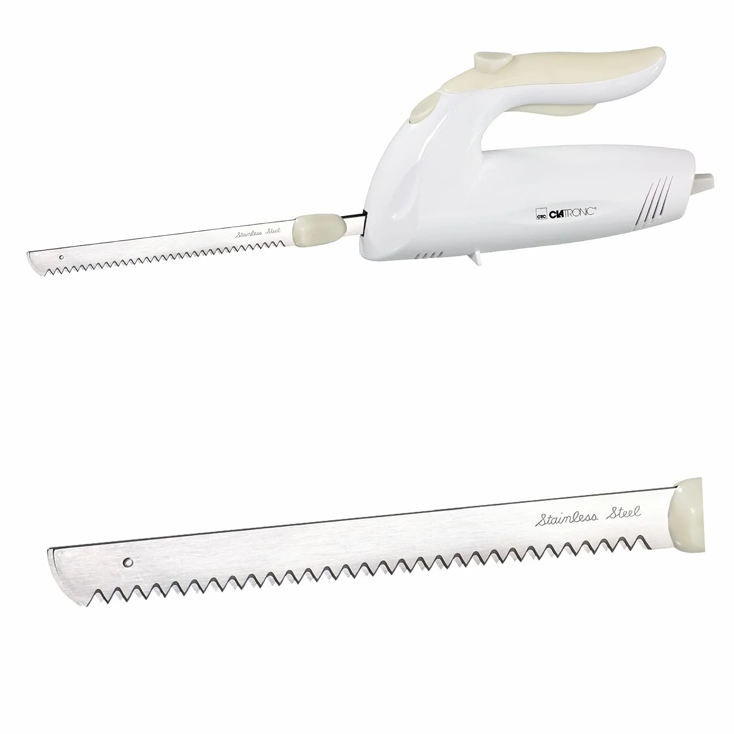 Navaja eléctrica (180 W, con doble hoja de acero inoxidable dentado), color blanco