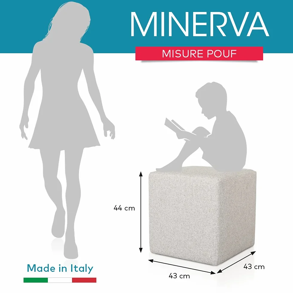 Puff reposapiés Deshome Cubo 43x43x44 cm Tela hidrorrepelente Gris Minerva