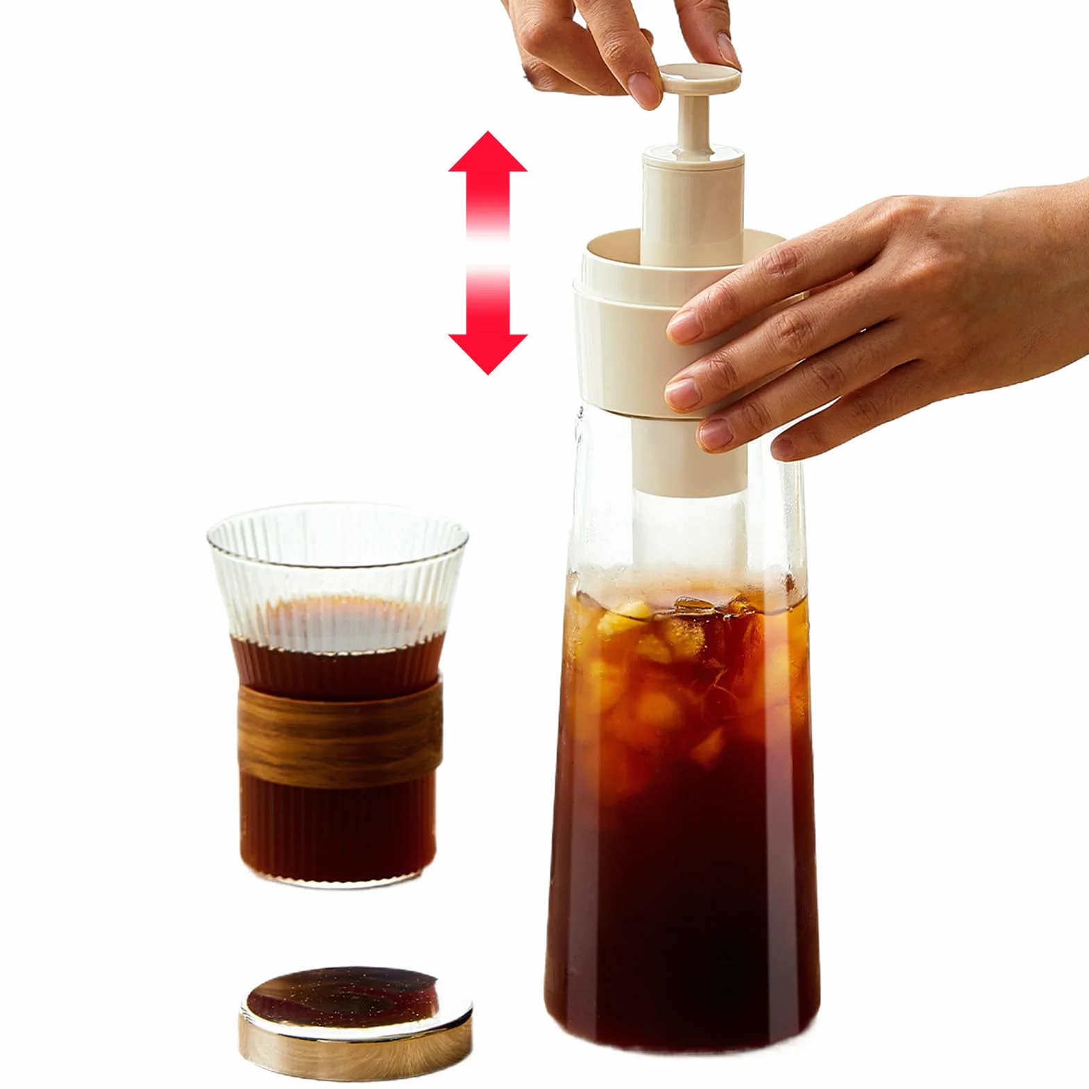 Cold Brew Coffee Maker, Prensa Tipo Brewing Olla, Máquina de Tragaperras Múltiples, 3,34 x 9,76