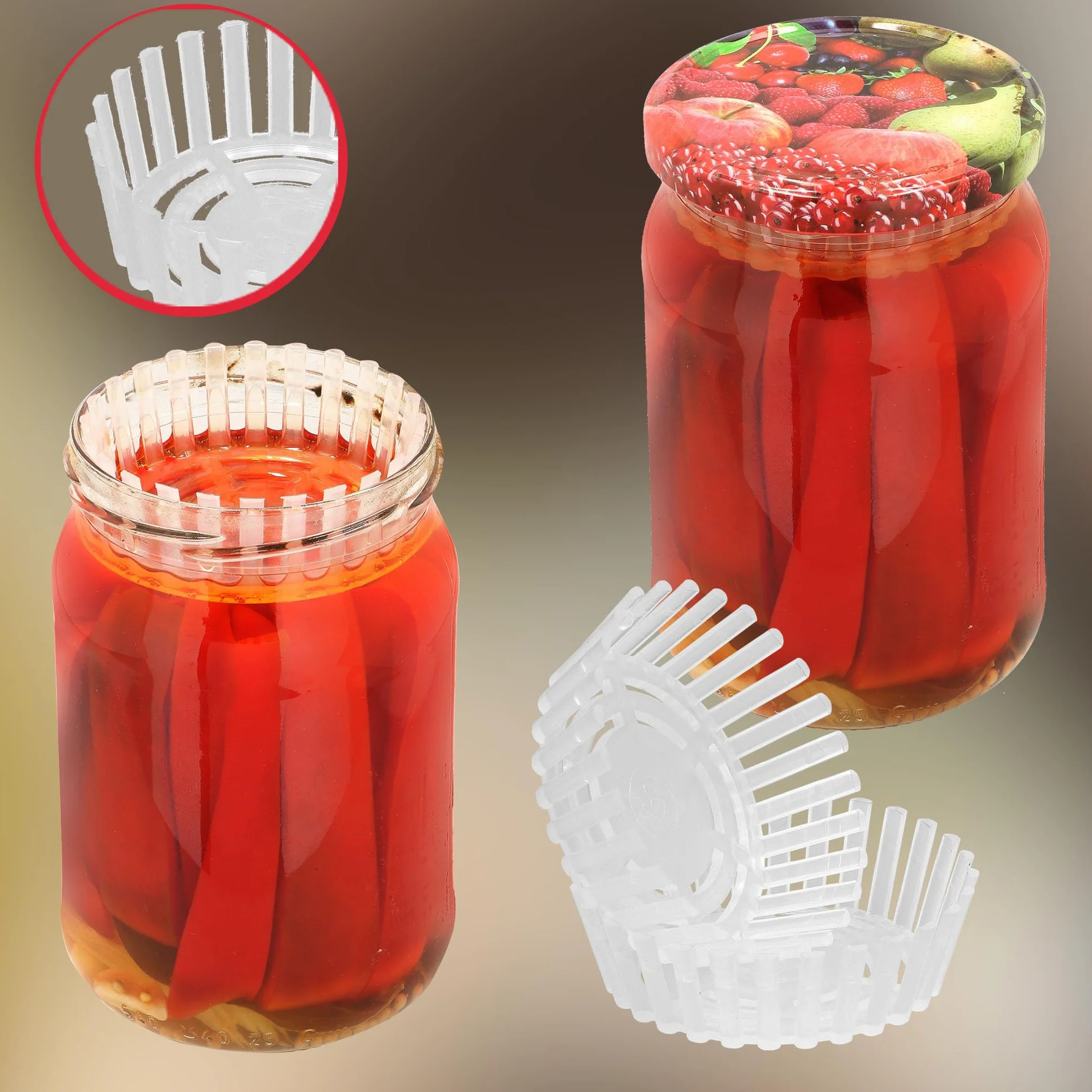 KOTARBAU® Set de 30 Unidades Pesos de Fermentación - Rejilla de Fermentación para Tarros - Polipropileno - 100 mm - Transparente - Accesorio para Conservas