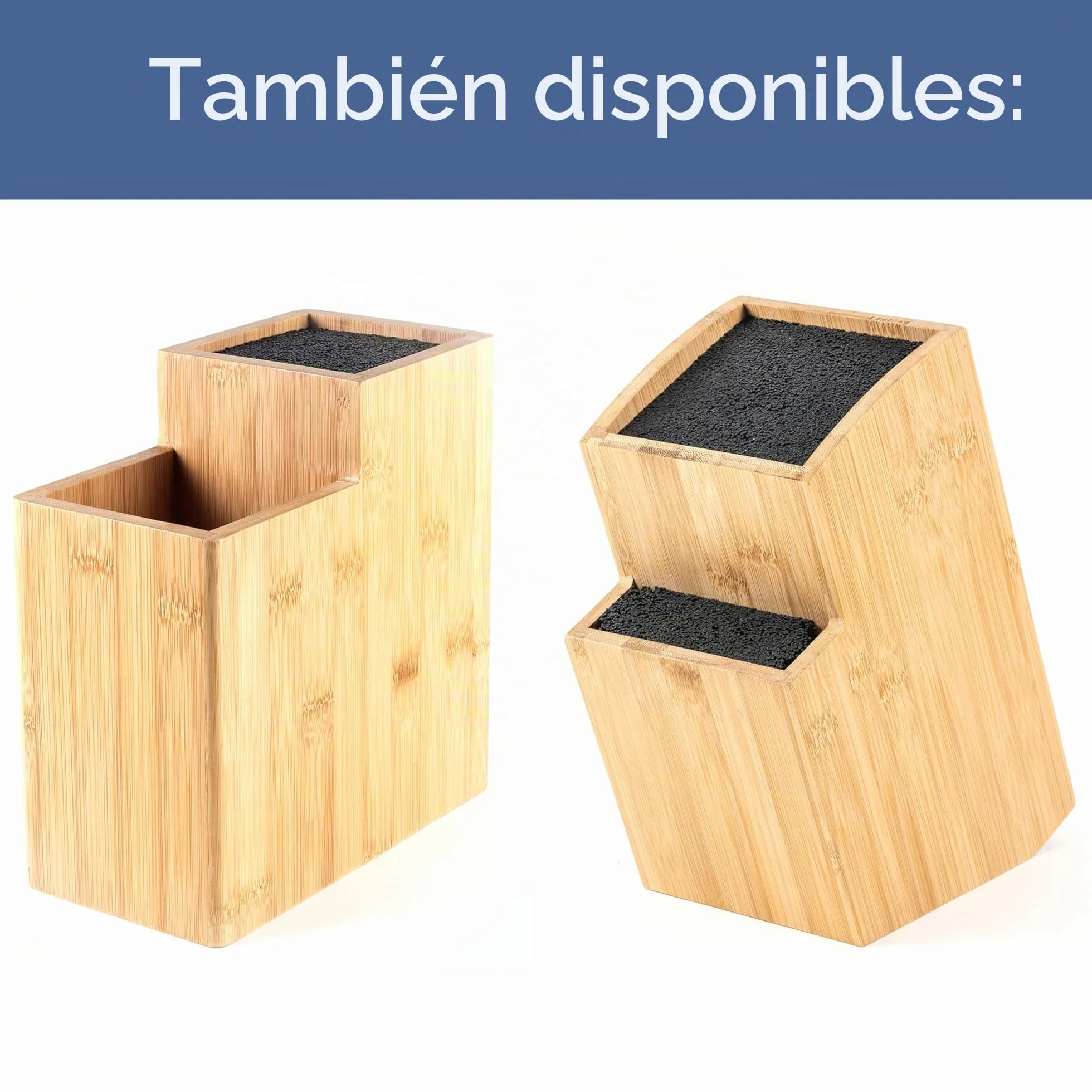 Hanseküche Bloque para cuchillos sin cuchillo, de madera (bambú negro, cuadrado oblicuo)