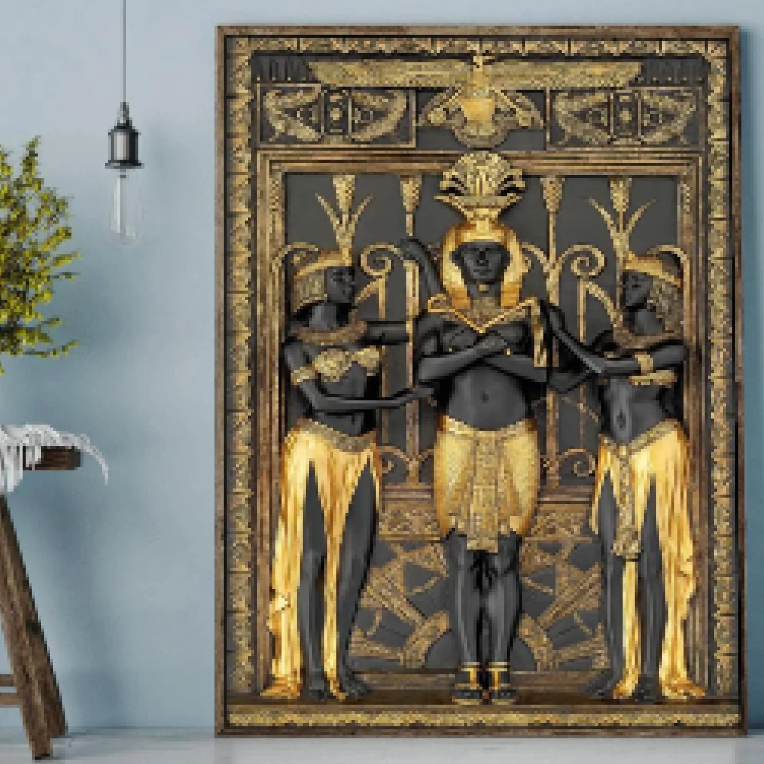 SHENGPOSTER Inicio Oro negro Impresiones de arte del antiguo Egipto Pinturas en lienzo Murales de lienzo antiguo Carteles decorativos de la sala de estar Cuadros Marco interior de 70x100cm