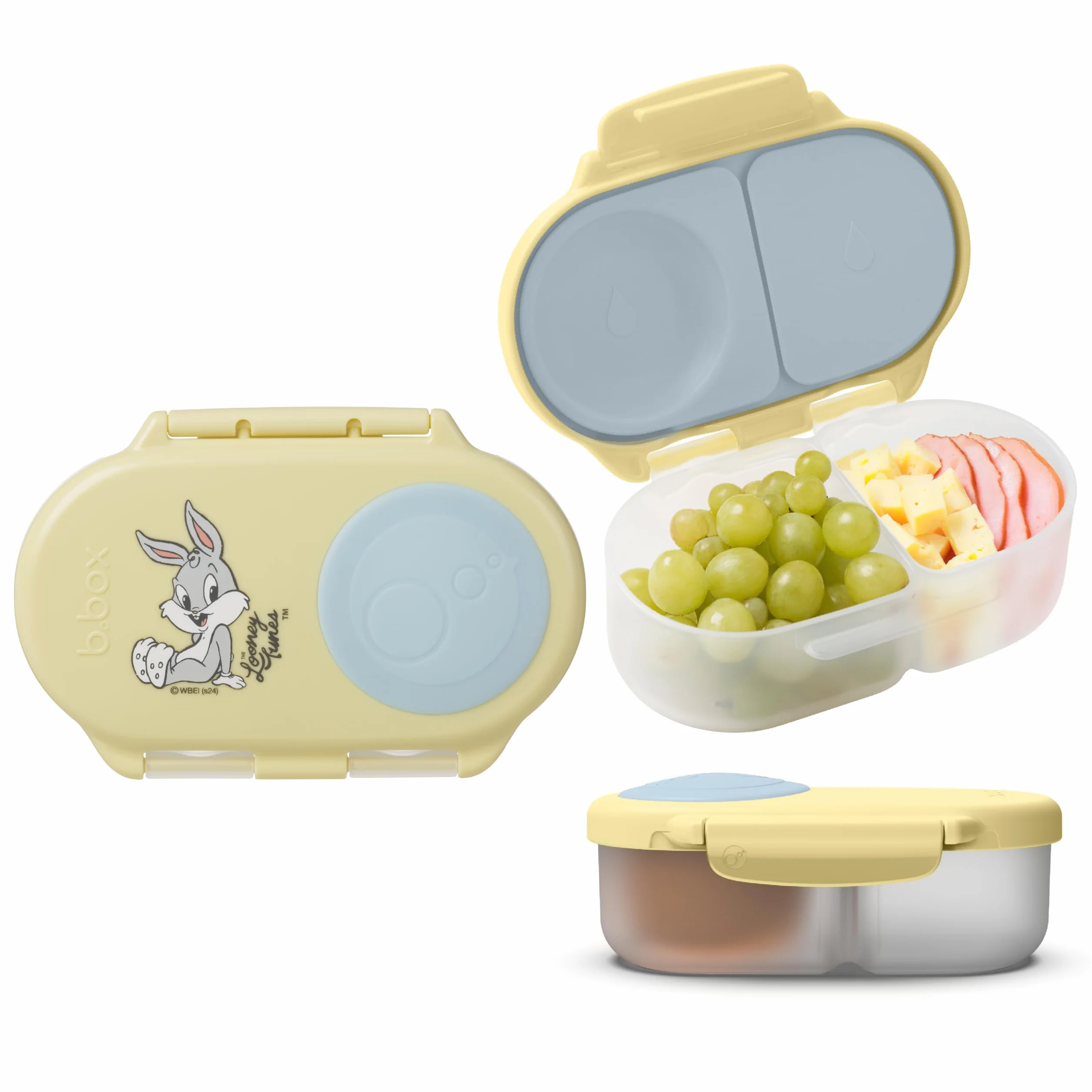 b.box Looney Tunes Fiambrera Infantil con Compartimentos | Bento Box Infantil Mini con 2 Compartimentos Herméticos | Caja de Almuerzo y Picoteo para Niños | Cabe 1 Fruta Entera | Sin BPA