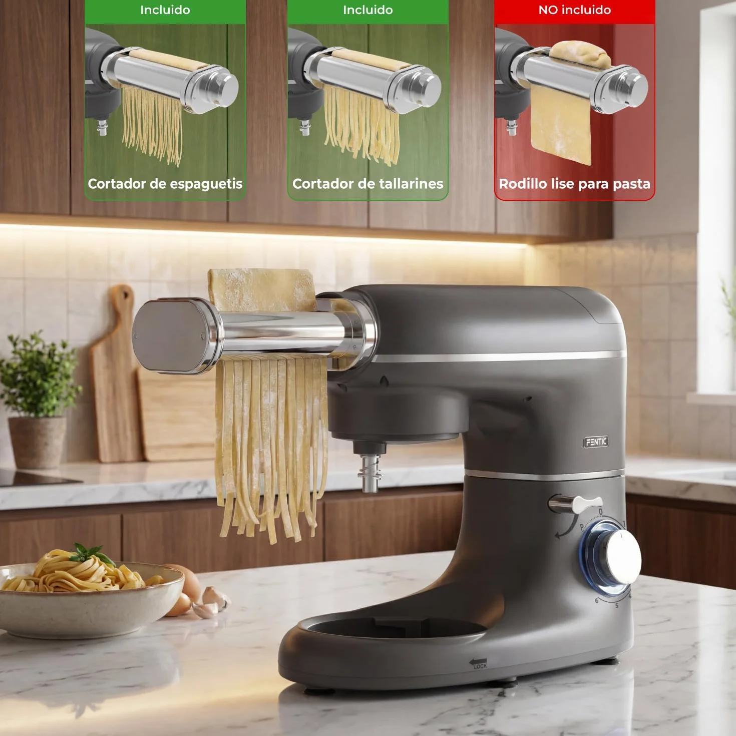 Juego de cortador de espagueti y cortador de fettuccines - Fabricante de pasta adecuado para la caraSM-1504P y SM-1504BM - Máquina de pasta eléctrica de acero inoxidable – Fettuccine Maker -