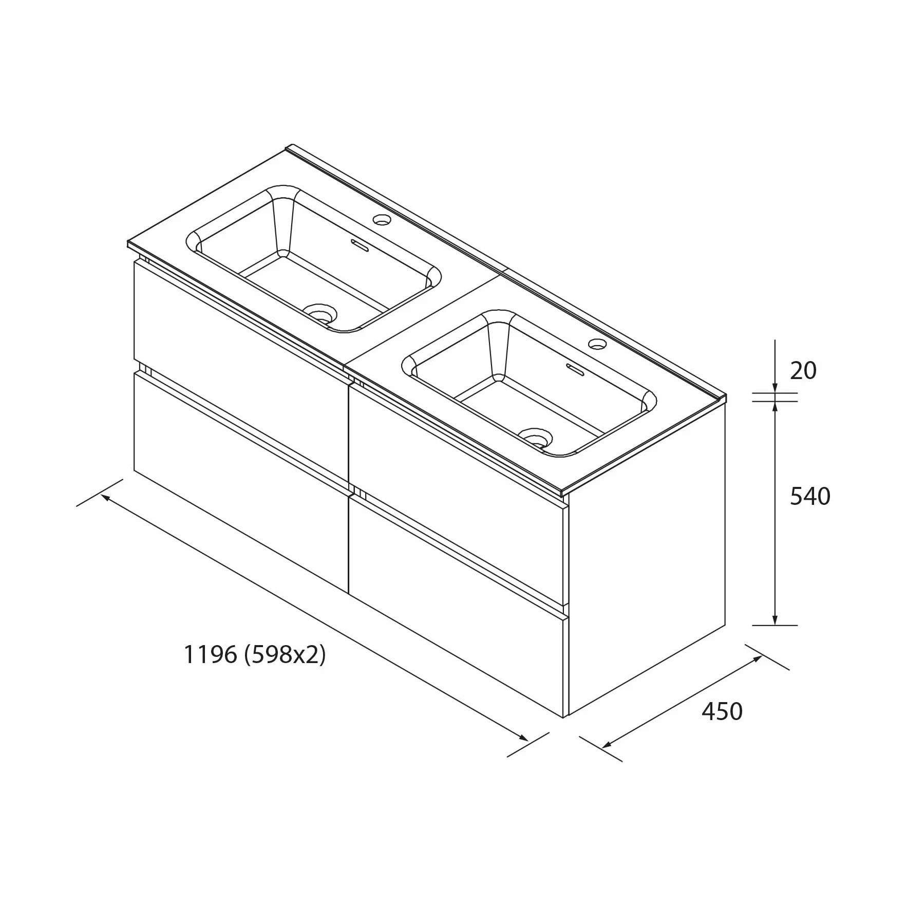 Mueble de baño Bequia 120cm + Lavabo cerámica | Nogal|120x45x56