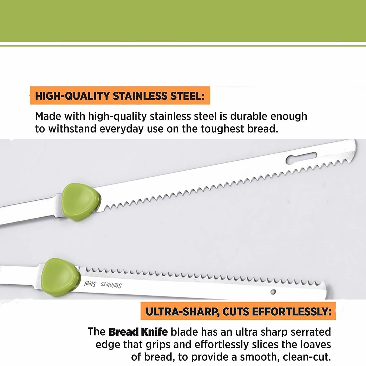 Brrnoo Cuchillo de Pan Eléctrico, Cuchillo Eléctrico para Carne Congelada, Cuchillo Electrico Cocina Acero Inoxidable, para Cortar Carne, Jamonero, Pan, Queso, Verduras y Frutas,