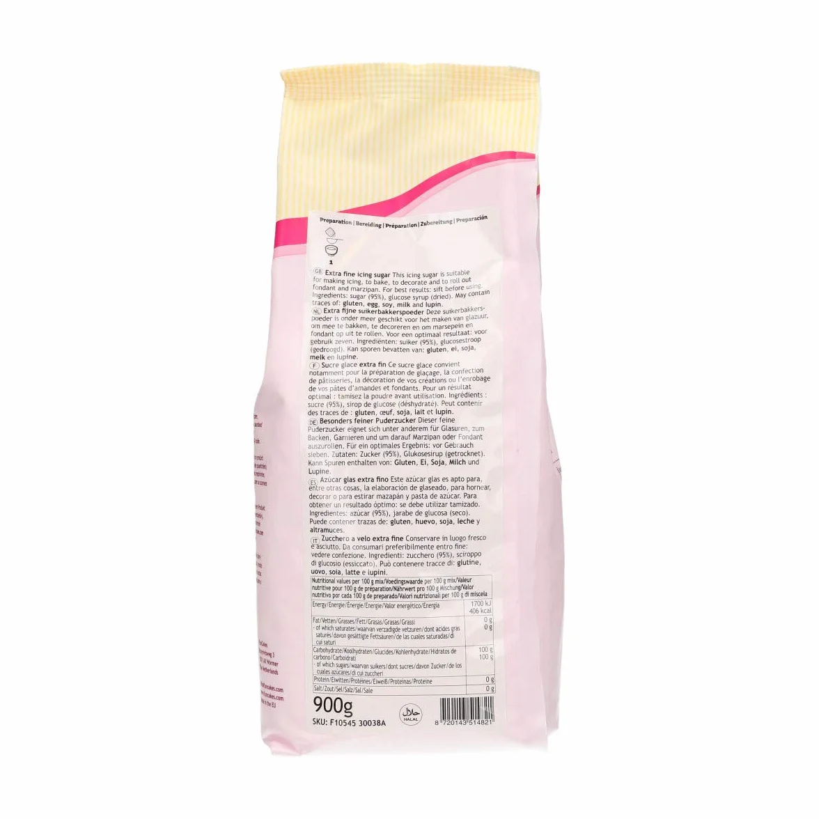 FunCakes Azúcar Glas Refinado 900 g para Glaseado y Fondant