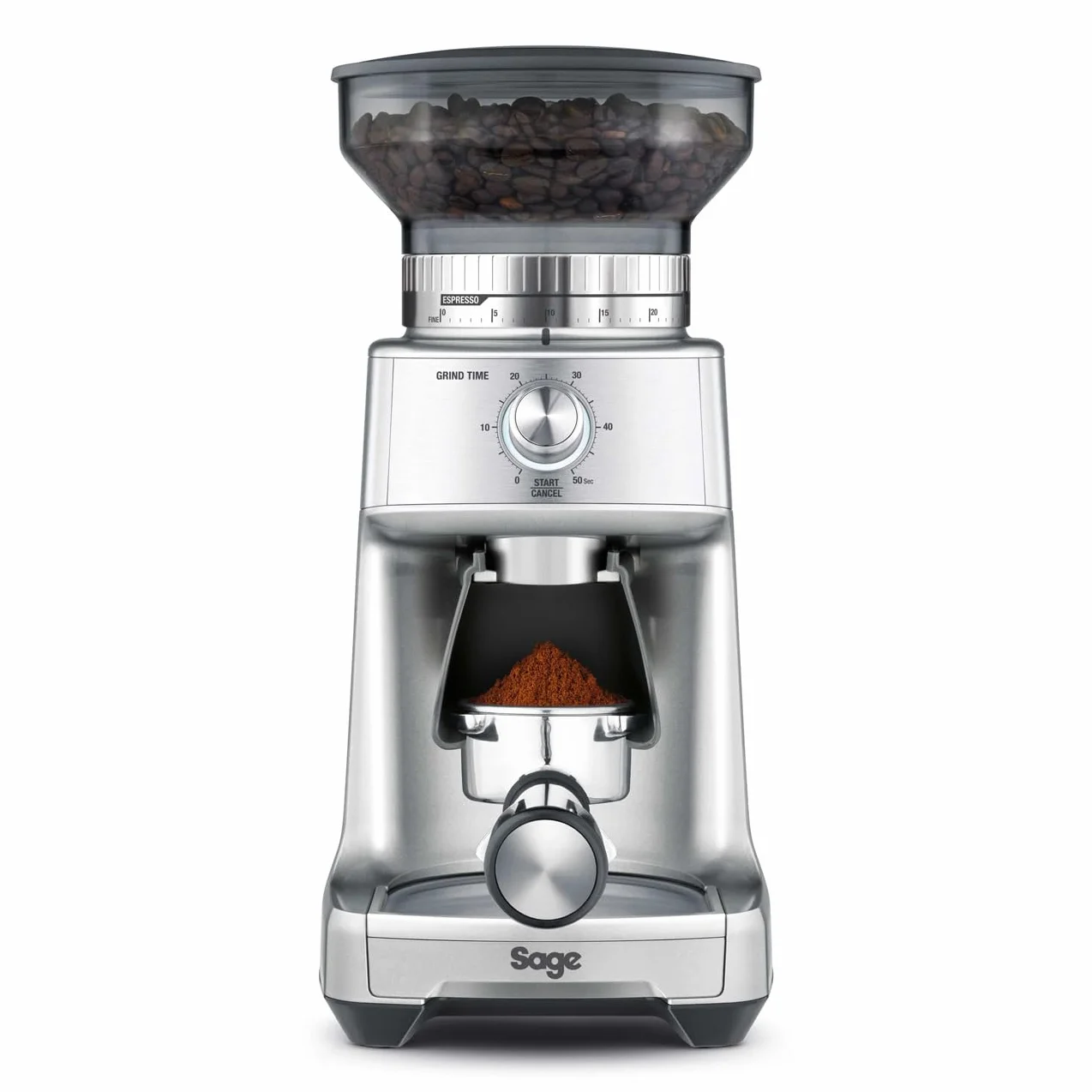 Sage - The Dose Control Pro - Molinillo de Café Eléctrico con 60 Niveles de Molienda y Temporizador - Muelas Cónicas de Acero Inoxidable - Molinillo Café Eléctrico para Casa - Plata