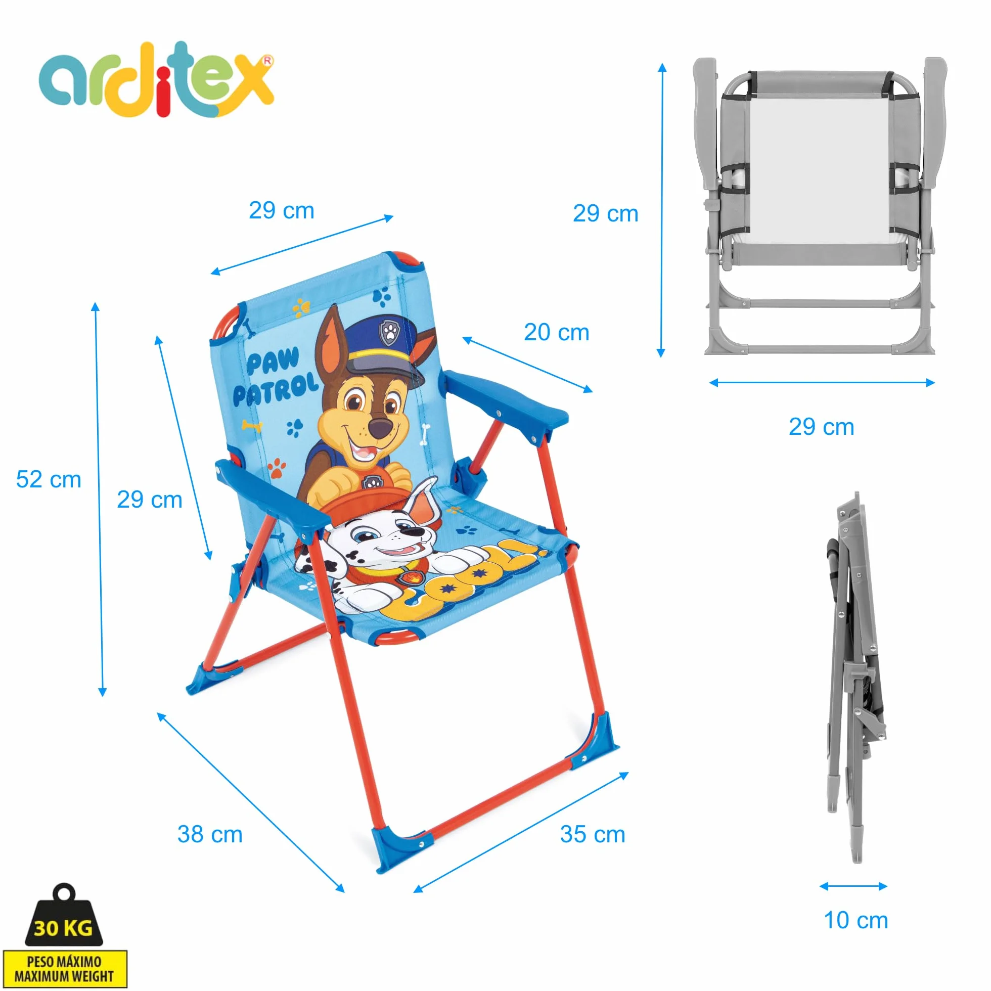 ARDITEX Silla Plegable Patrulla Canina Chase Marshall 38x32x53cm