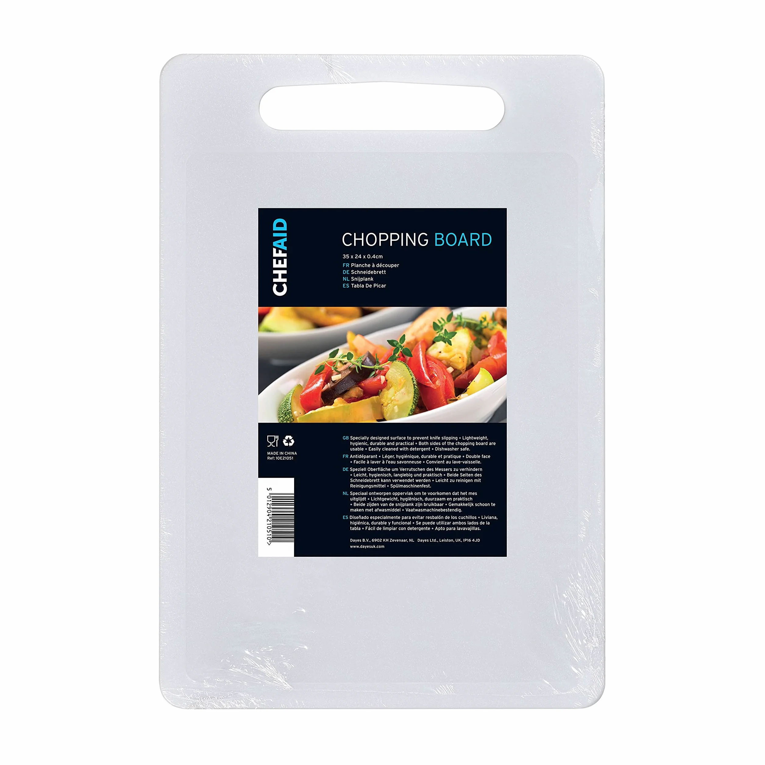 Chef Aid Tabla de cortar polietileno blanco 35x24 cm antideslizante multiusos apta lavavajillas