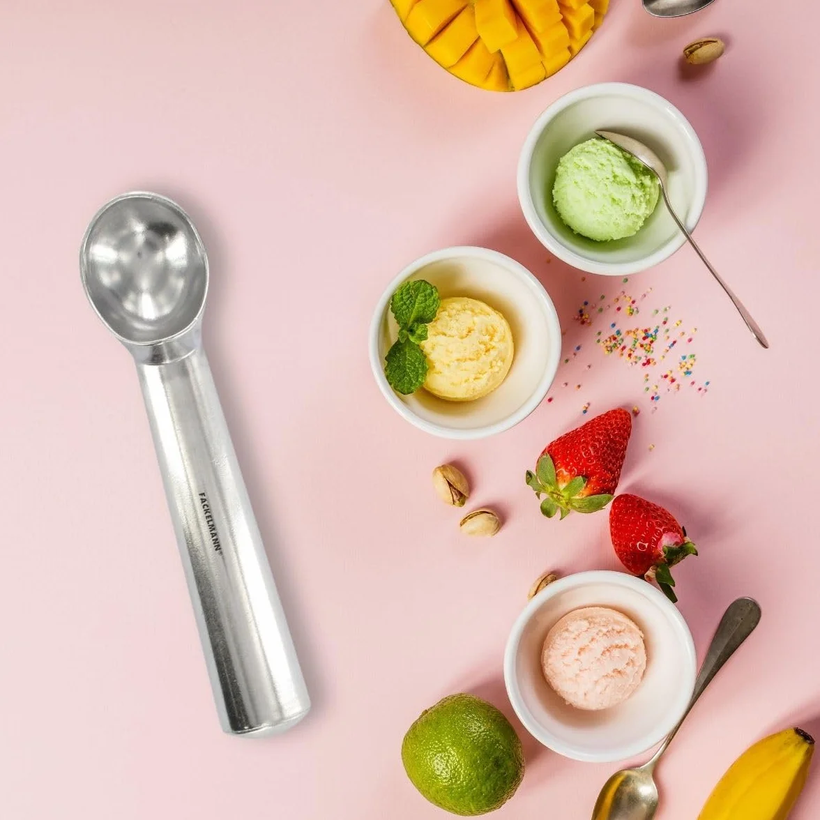 FM Professional Cuchara para Helado de Aluminio 18,5 cm Gris