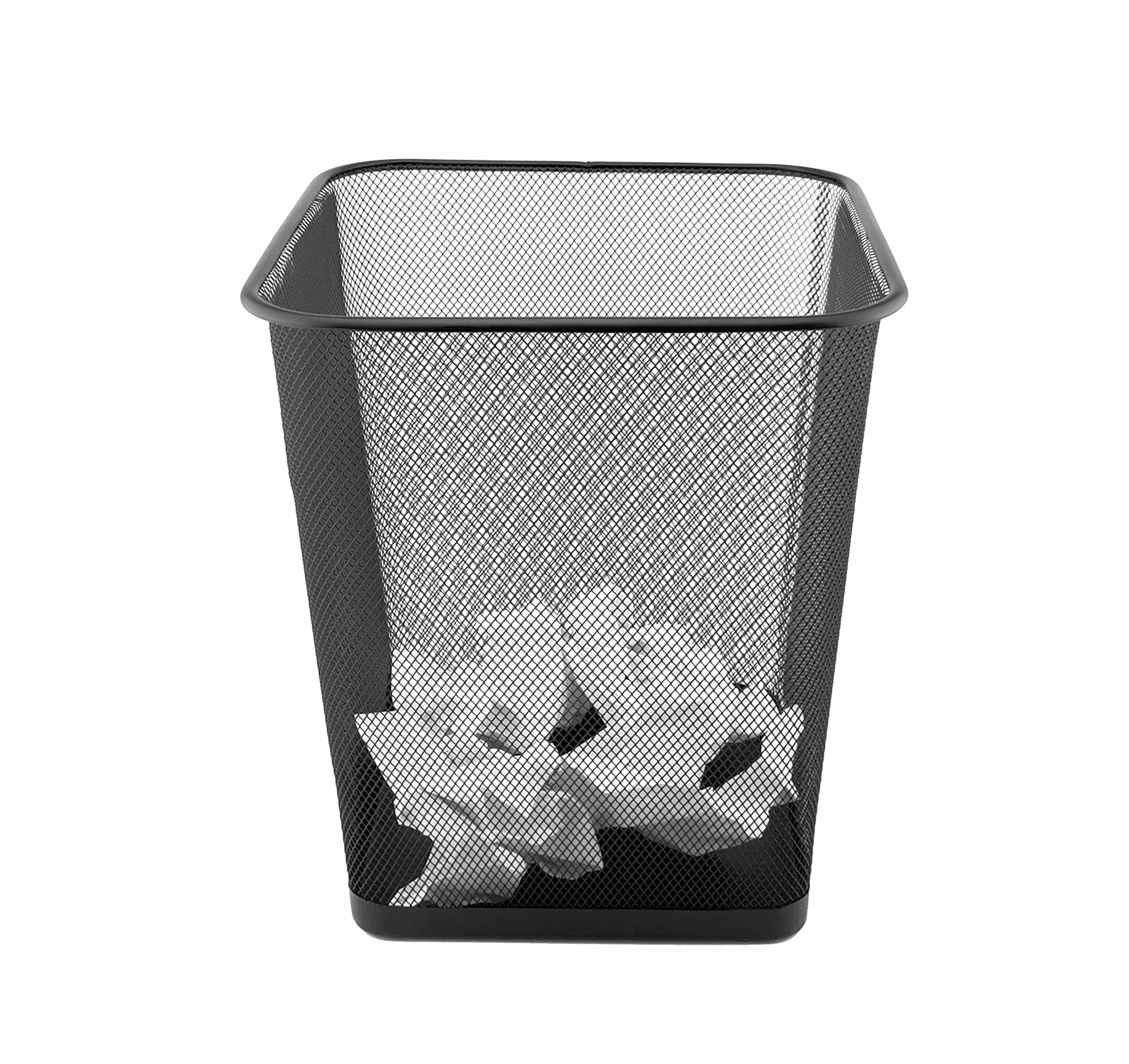 D.RECT Papelera Escritorio 18L Malla Metálica Negro
