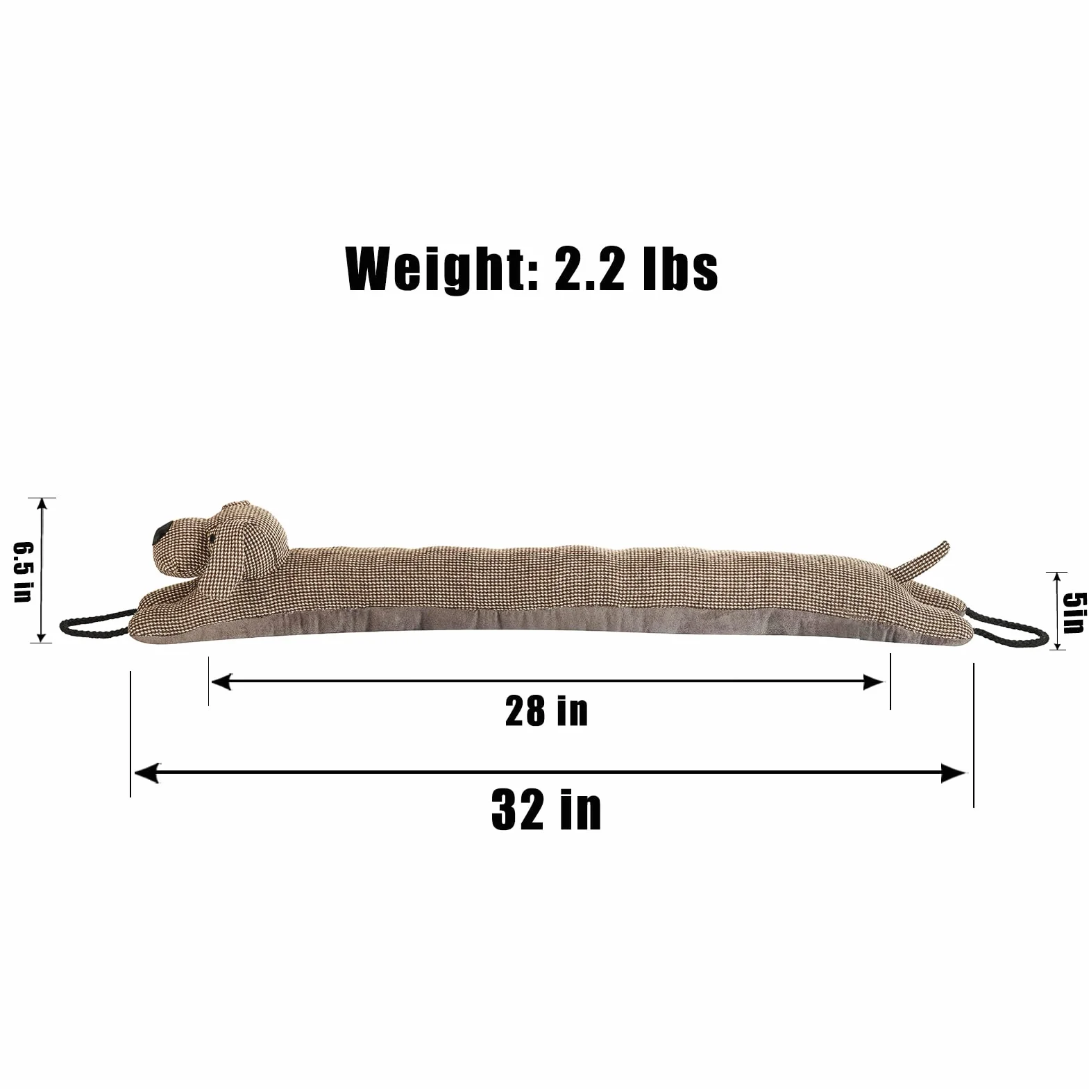 Marwood Burlete Decorativo para Bajos de Puertas y Ventanas, 81,3 cm, con Peso, Animal, Bloqueador de Corrientes y Ruidos, Serpiente, con Asas para Colgar, Perro marrón