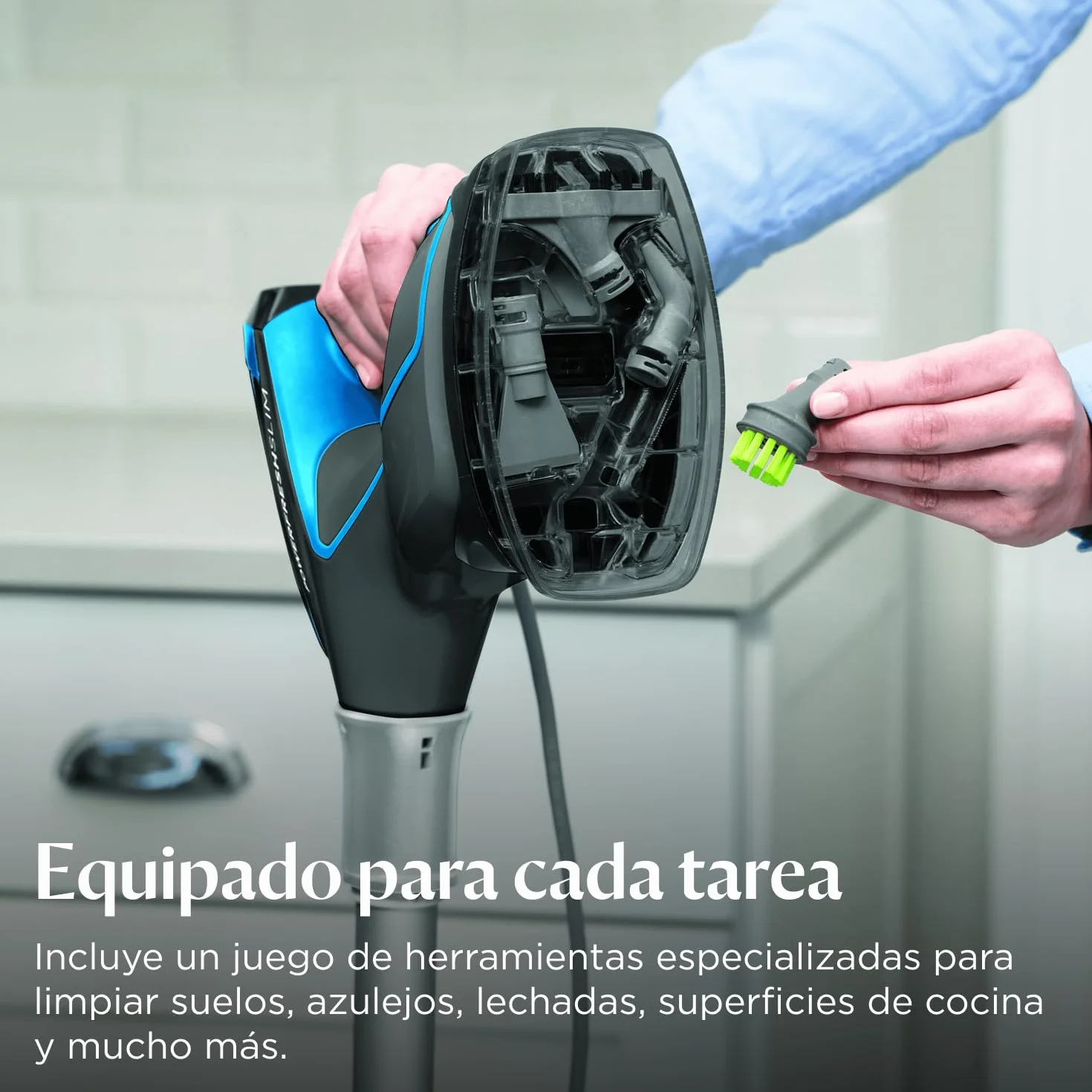 BISSELL PowerFresh Slim Steam, vaporeta 3 en 1, cambia de limpiador de vapor para suelos a limpiador de vapor de mano, vaporizador ligero, multiuso con herramientas, 1600 W, 1,86 kg, 4268N