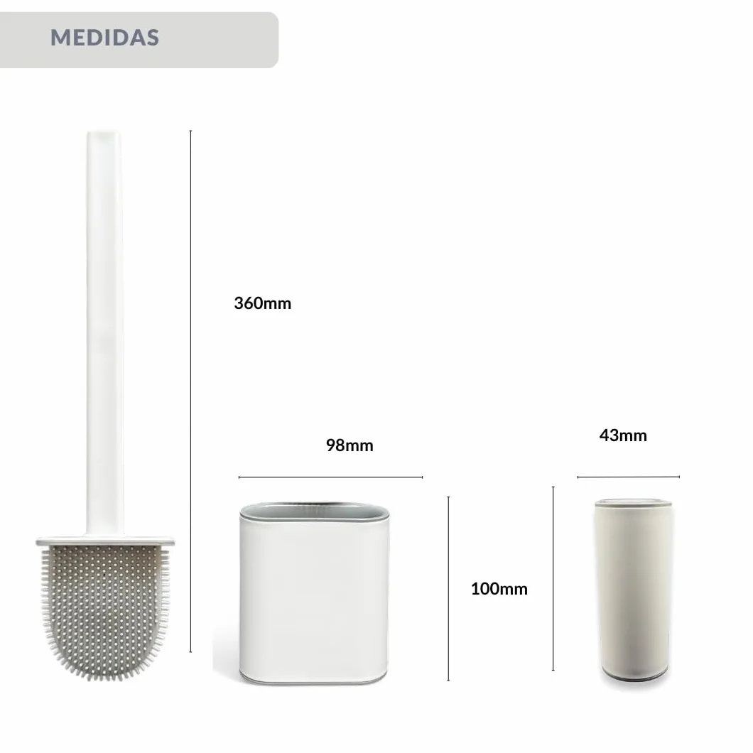 Escobilla de Baño WC Silicona con Soporte Antigoteo Cepillo Inodoro Flexible y Antibacteriano Escobilla Silicona WC Moderna y Resistente Limpieza Profunda Baño Ecoaliti