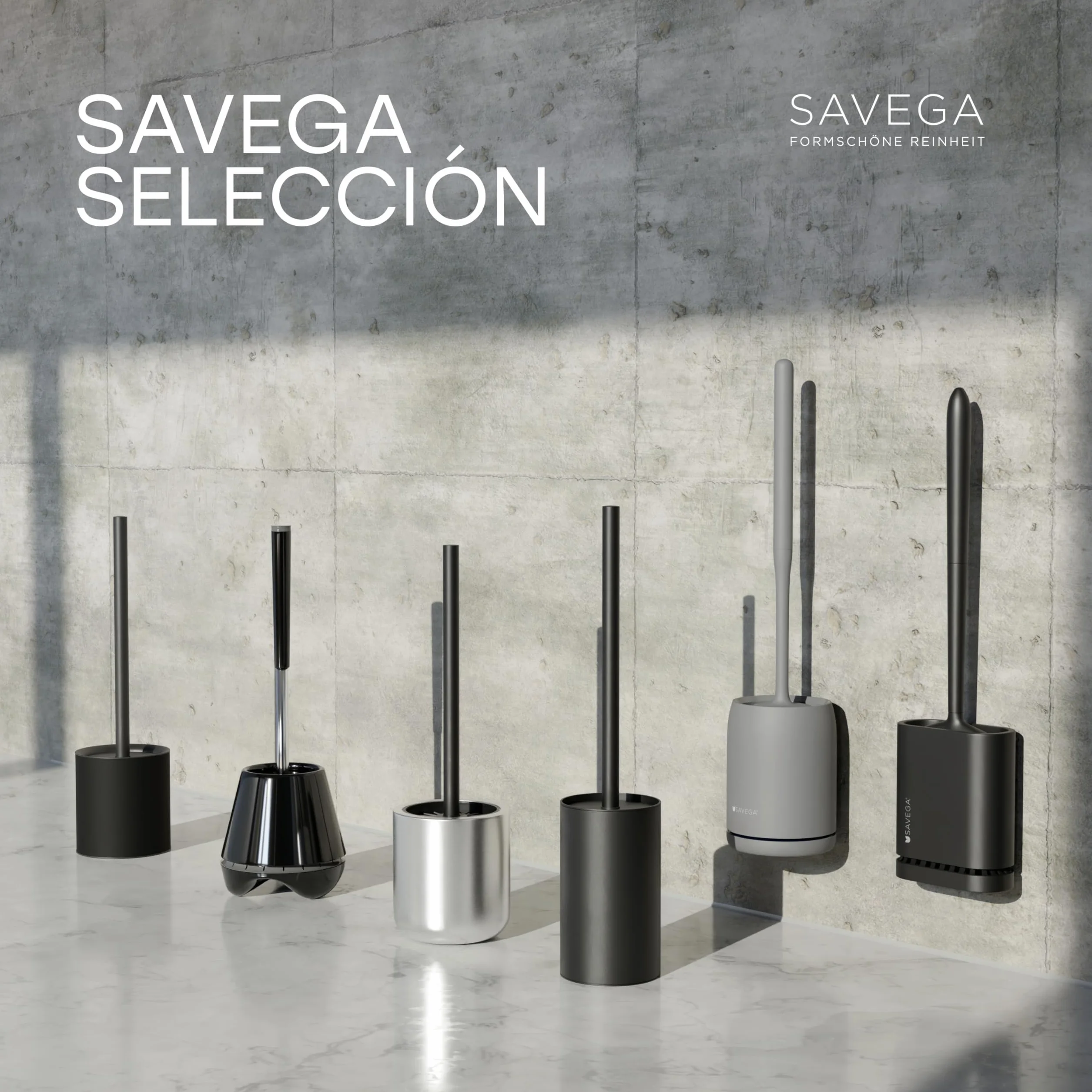 SAVEGA Escobilla Baño Silicona – Escobillero Baño Acero Inoxidable, Antibacteriano Limpieza Eficiente (Blanco)