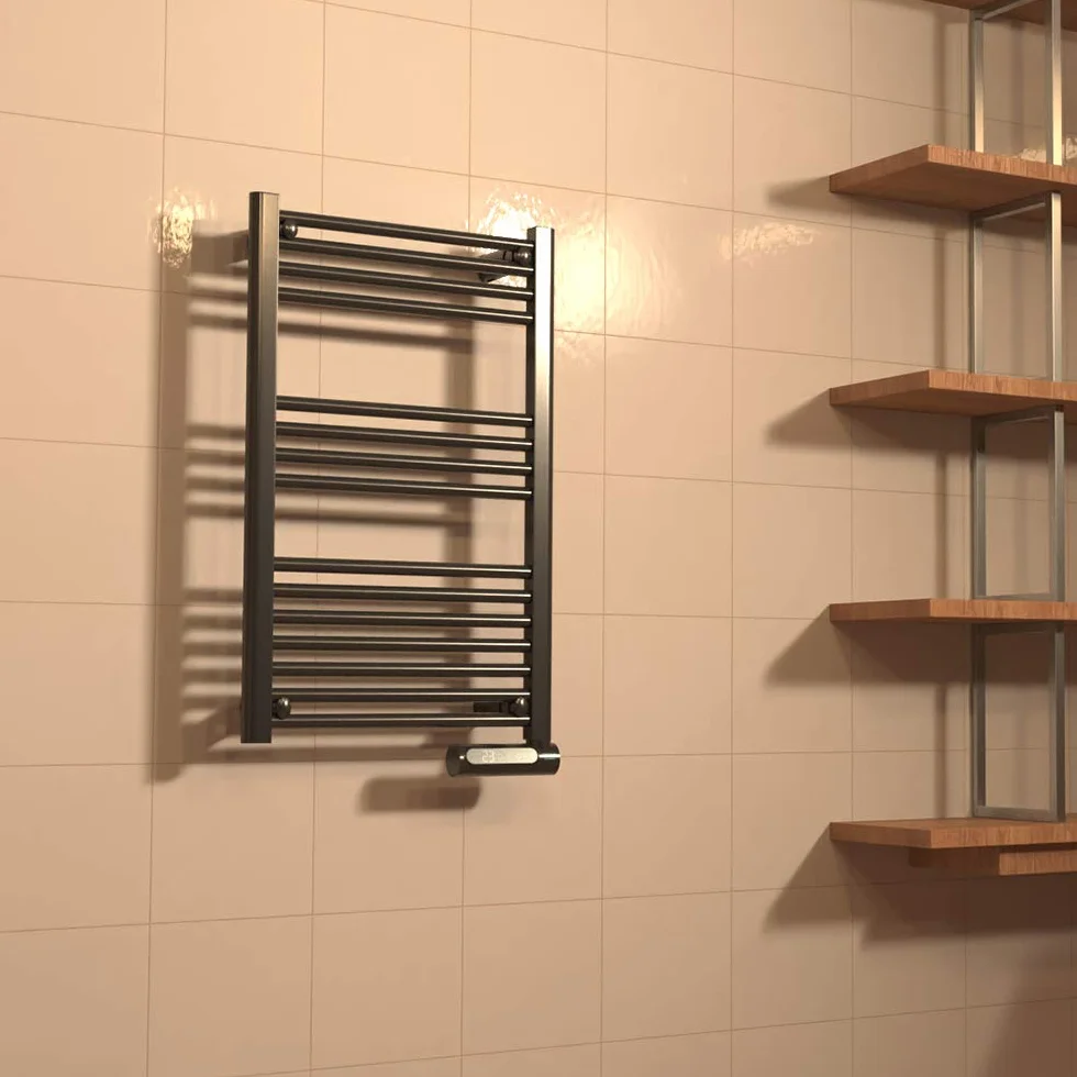 Cecotec Radiador Toallero Eléctrico Bajo Consumo ReadyWarm 9100 Smart Towel Black 500 W, Pantalla LED, Control táctil, Temporizador, 3 Modos de Funcionamiento, 2 Sistemas de Seguridad