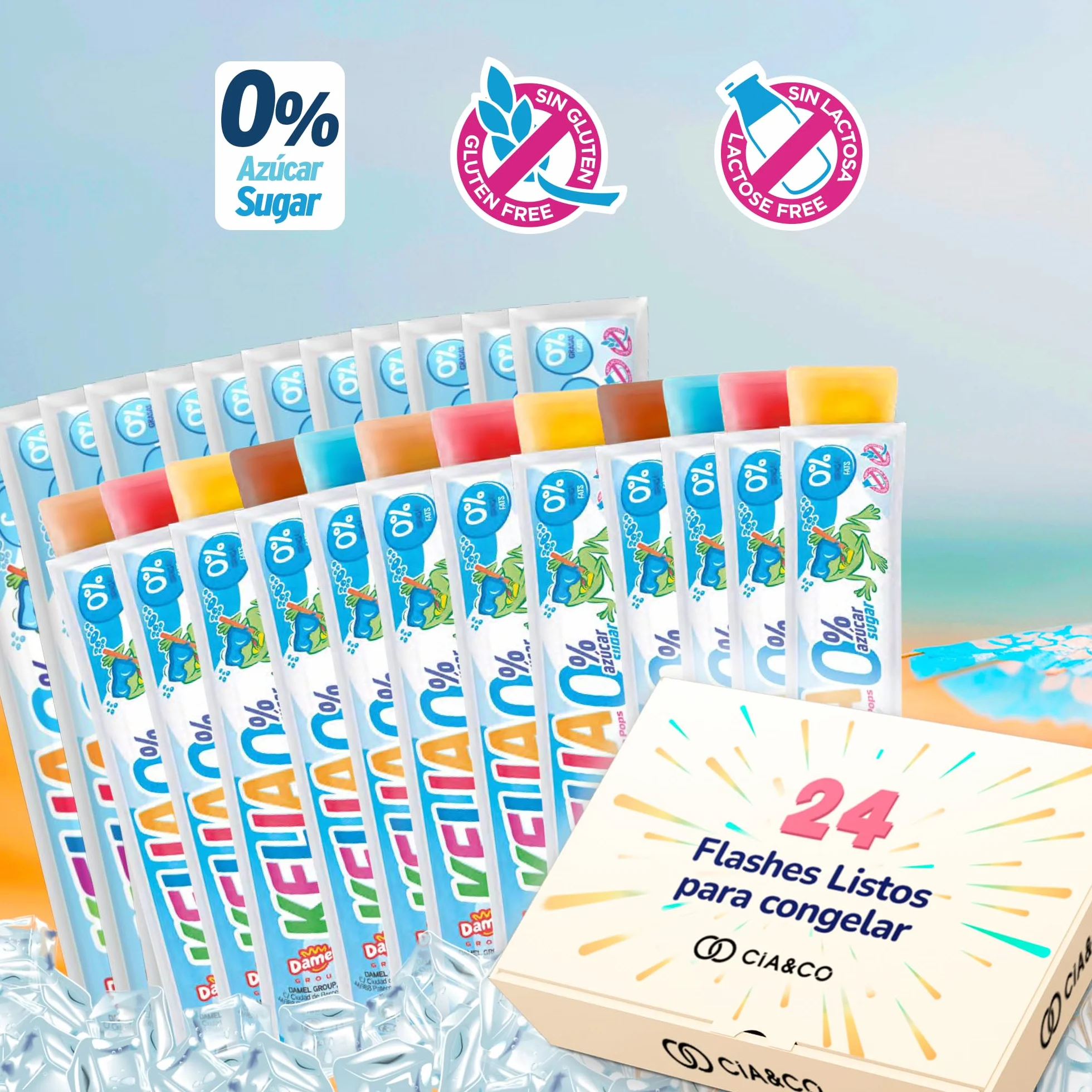 Polos para Congelar 0% Azúcar Flashes de Hielo Sabores Variados Sin Gluten Sin Lactosa Veganos Cia&Co