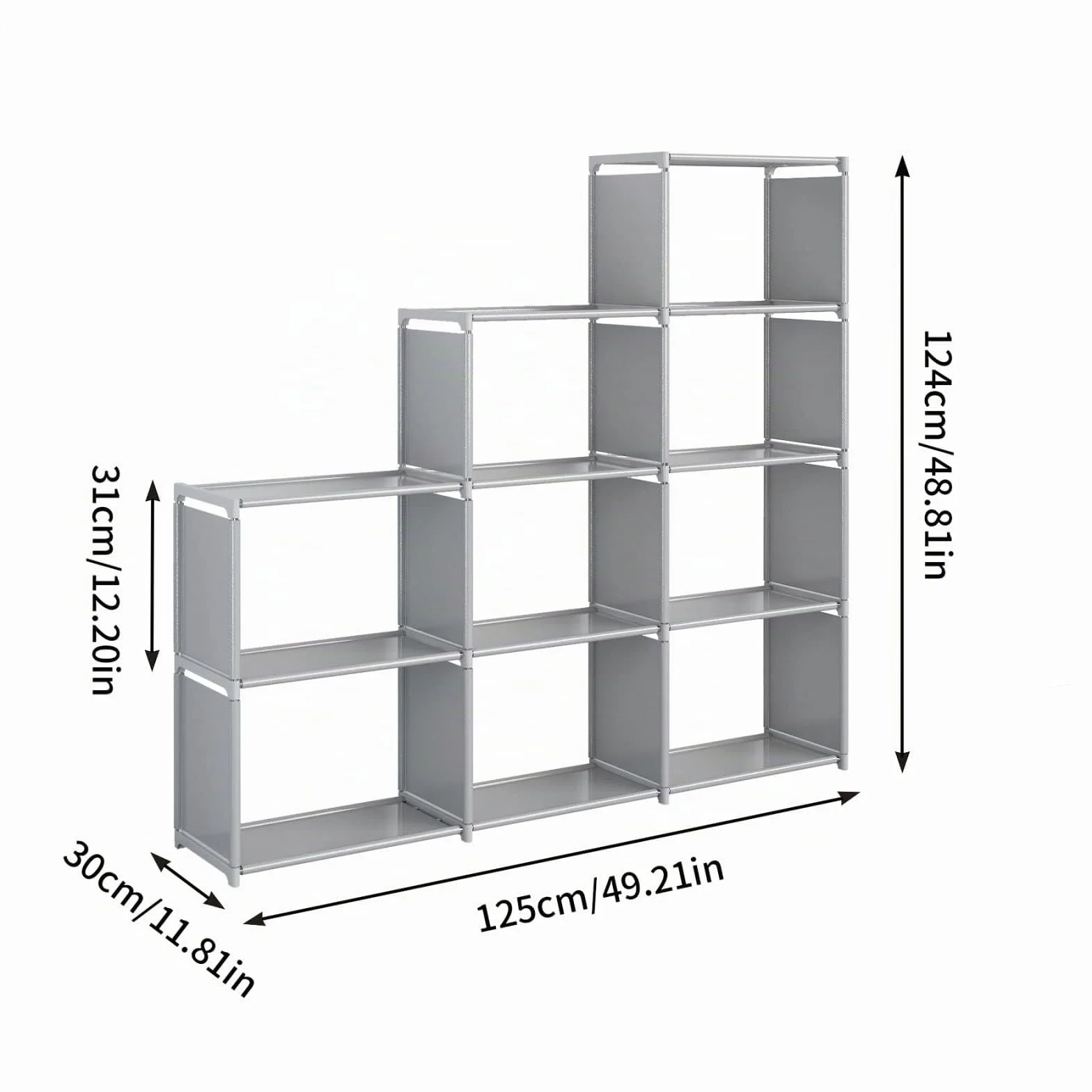 JIUYOTREE Organizador de Almacenamiento de Armario 9 Cubos Modulares Estantería Duradera Gran Capacidad Gris