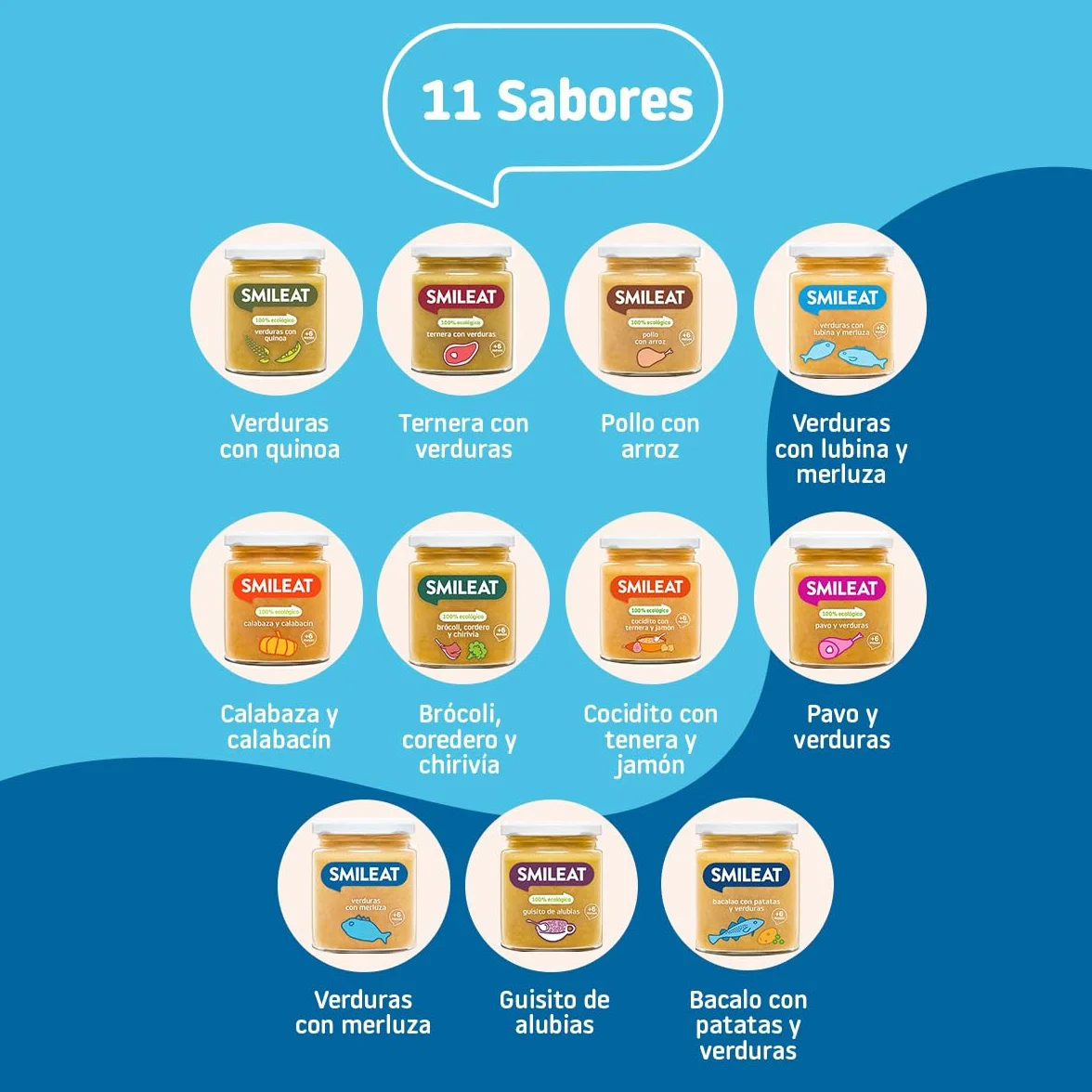 Smileat Tarrito infantil de Verduras con Merluza 230g +6 Meses Sin Azúcar ni Sal Añadido