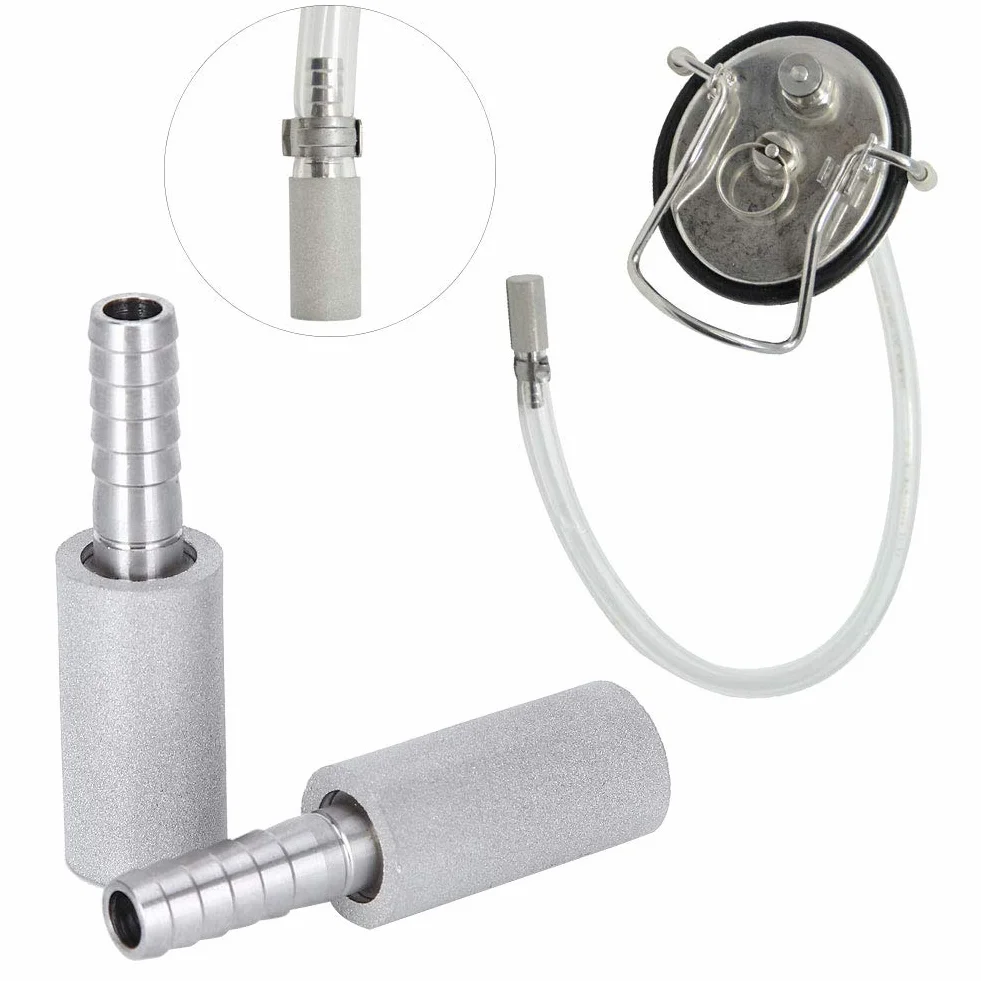 2 Uds., Piedra De Difusión De 0,5 Micras, Piedra De Aireación, Piedra De Carbonatación De Acero Inoxidable Con Lengüeta De 1/4 "para Vino Casero, Cerveza, Soda